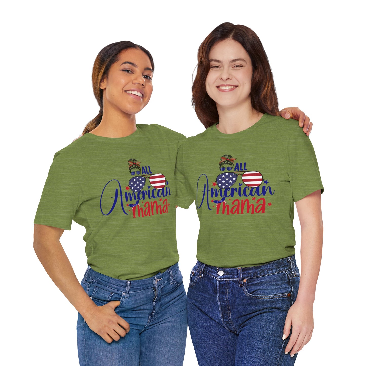 4th of July T-Shirt, All American Mama T-Shirt, Fourth of July unisex jersey short sleeve.