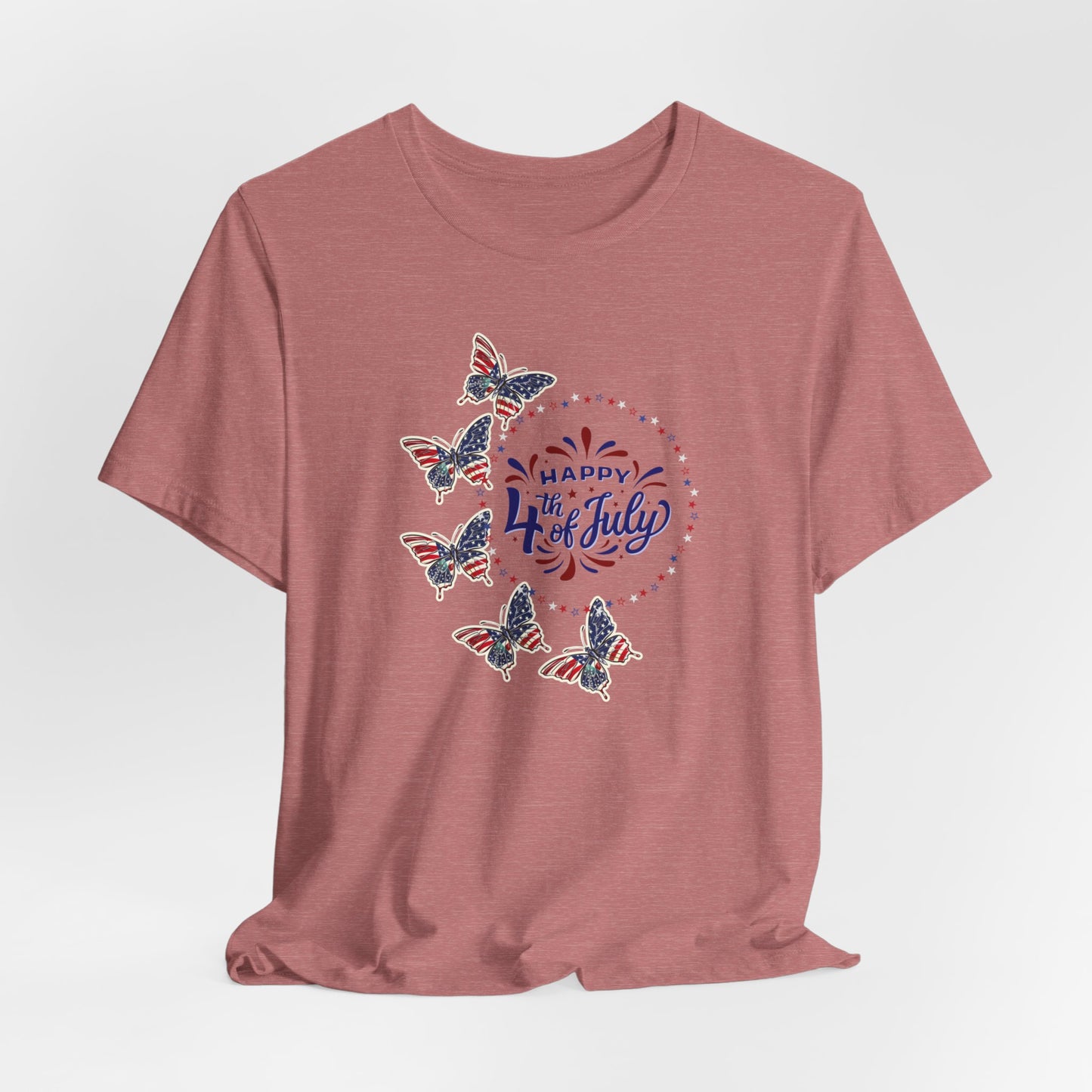 4th of July T-Shirt, Happy 4th Of July Butterfly T-Shirt, Fourth of July unisex jersey short sleeve.