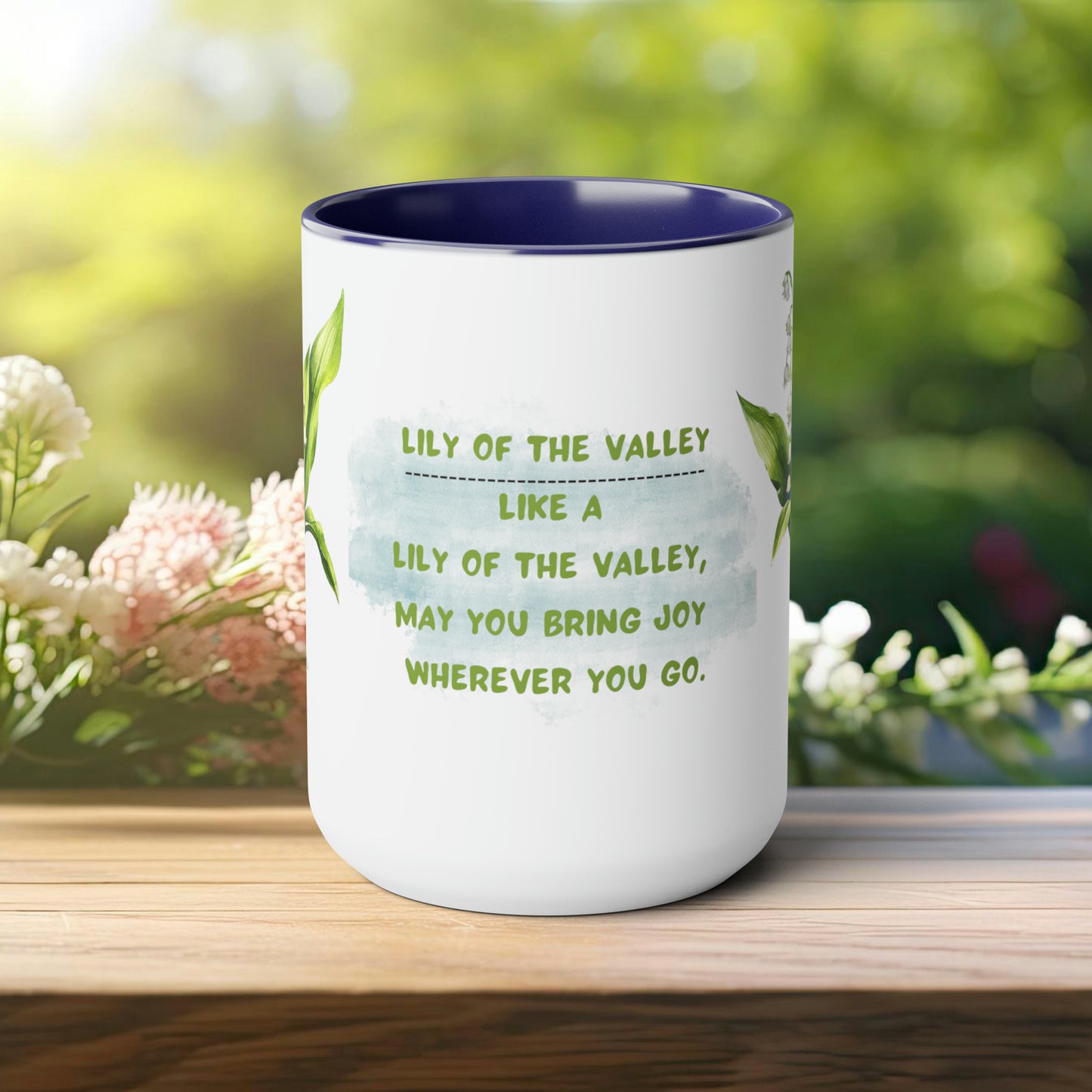 Birth Month FlowerTwo-Tone Coffee Mugs, 15oz, May Birth Month Flower mug.