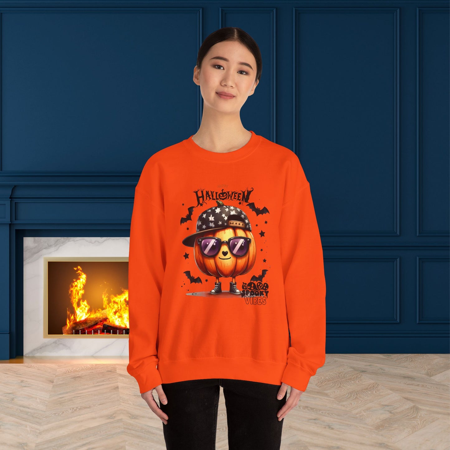 Spooky Vibes Halloween Sweatshirt, Happy Halloween Sweatshirt - Unisex Heavy Blend Crewneck, Halloween Sweatshirt, Cute Spooky Ghost sweatshirt.