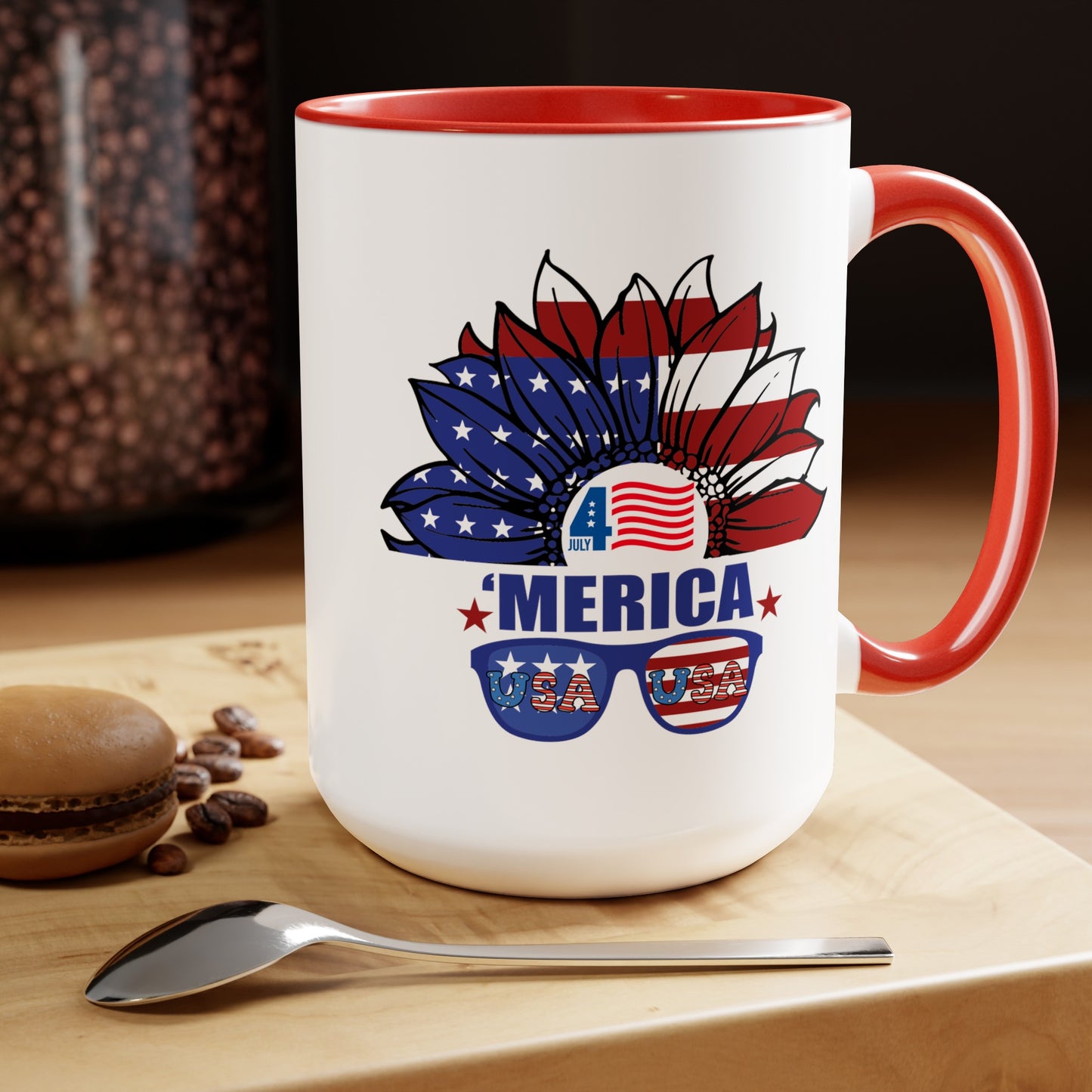 Happy 4th Of July Two -Tone Coffee Mug.15oz.