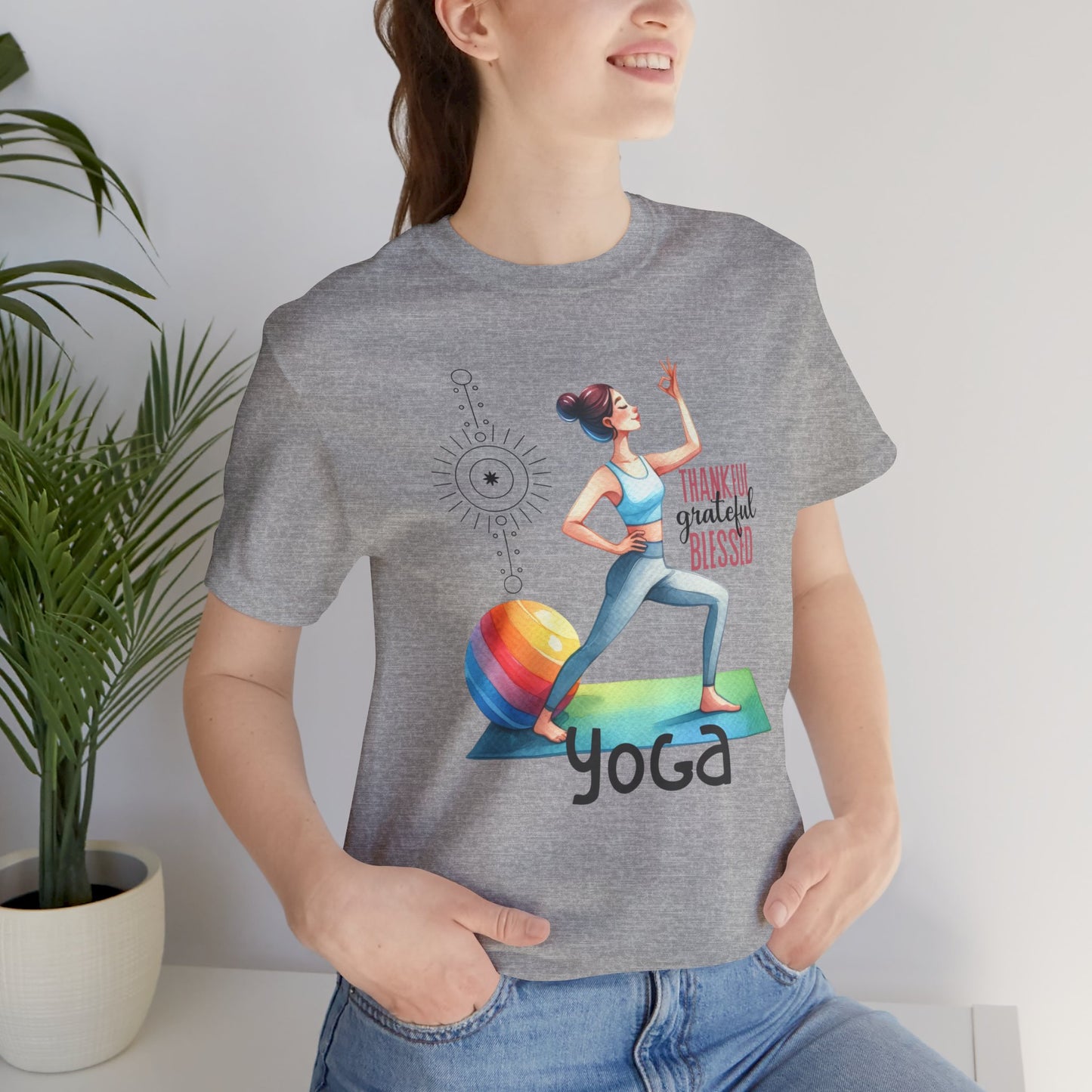 Thankful Grateful Blessed Yoga Design T-Shirt, Cute Yoga workout Shirt, Yoga lovers T-shirt, Yoga Instructor Gift, Gym shirt, Gift For Yoga lover, Gift For Yogi.