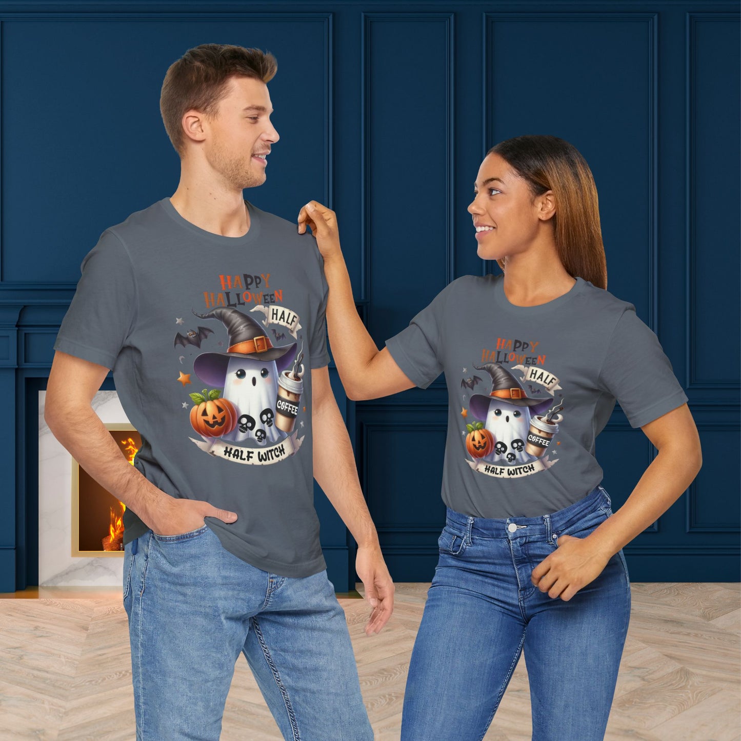 Half Coffee Half Witch T-shirt, Happy Halloween T-shirt, Trick Or Treat T-shirt, Halloween T-shirt, Cool Halloween T-shirt, Spooky T-shirt,