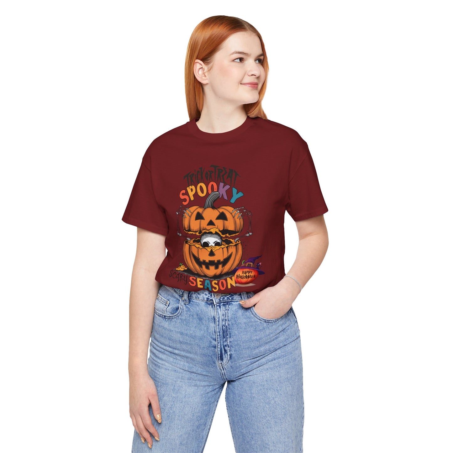 Spooky Scary Season T-shirt, Happy Halloween Skeleton T-shirt, Happy Halloween T-shirt, Trick Or Treat T-shirt, Halloween T-shirt, Cool Halloween T-shirt, Spooky T-shirt,