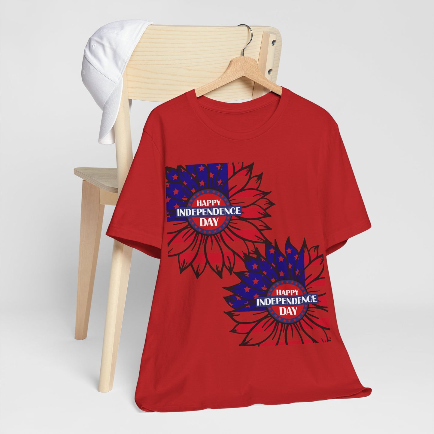 4th of July T-Shirt, Happy Independence Day Sunflower T-Shirt, Fourth of July unisex jersey short sleeve.
