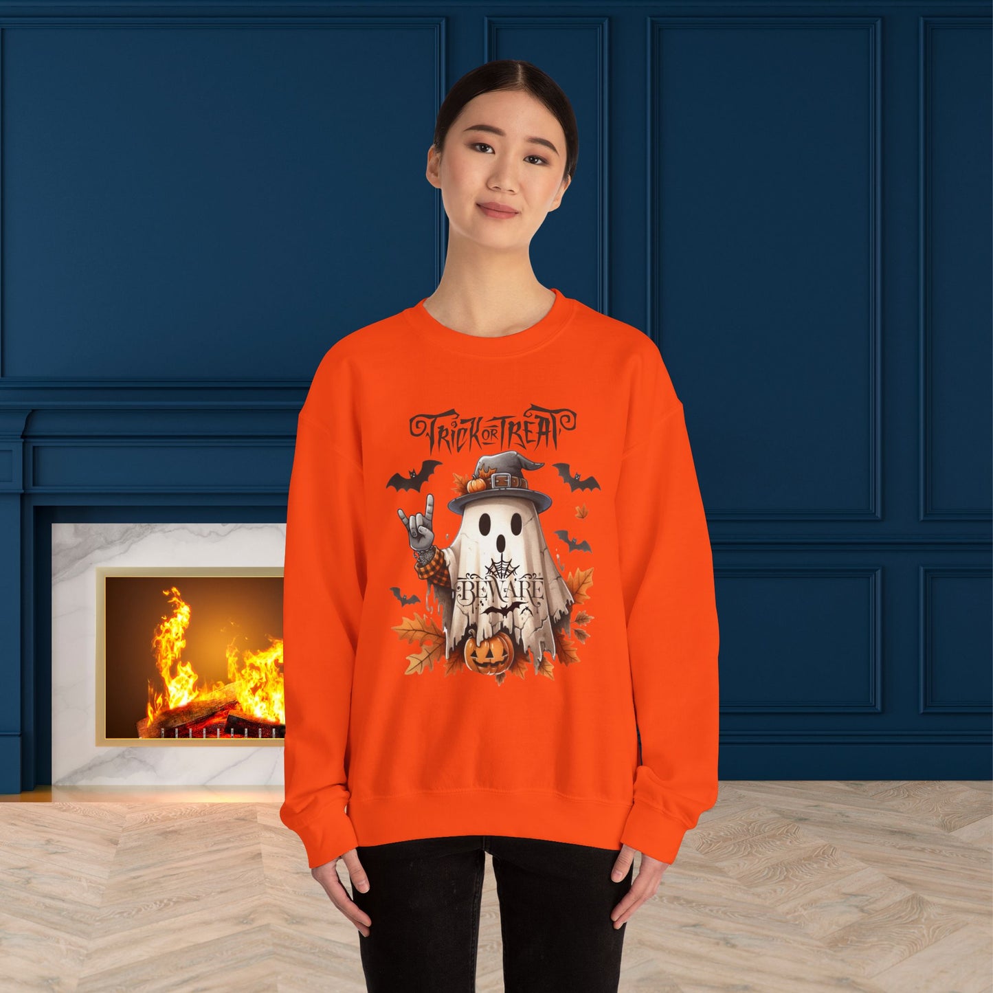Trick Or Treat Halloween Sweatshirt, Happy Halloween Sweatshirt - Unisex Heavy Blend Crewneck, Halloween Sweatshirt, Cute Spooky Ghost sweatshirt.