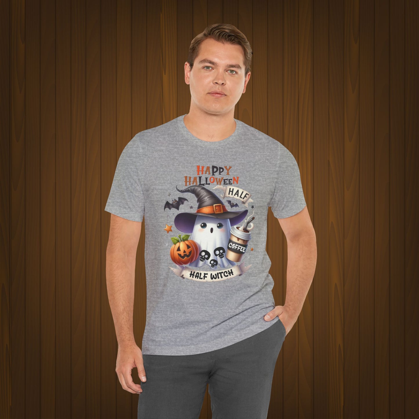 Half Coffee Half Witch T-shirt, Happy Halloween T-shirt, Trick Or Treat T-shirt, Halloween T-shirt, Cool Halloween T-shirt, Spooky T-shirt,