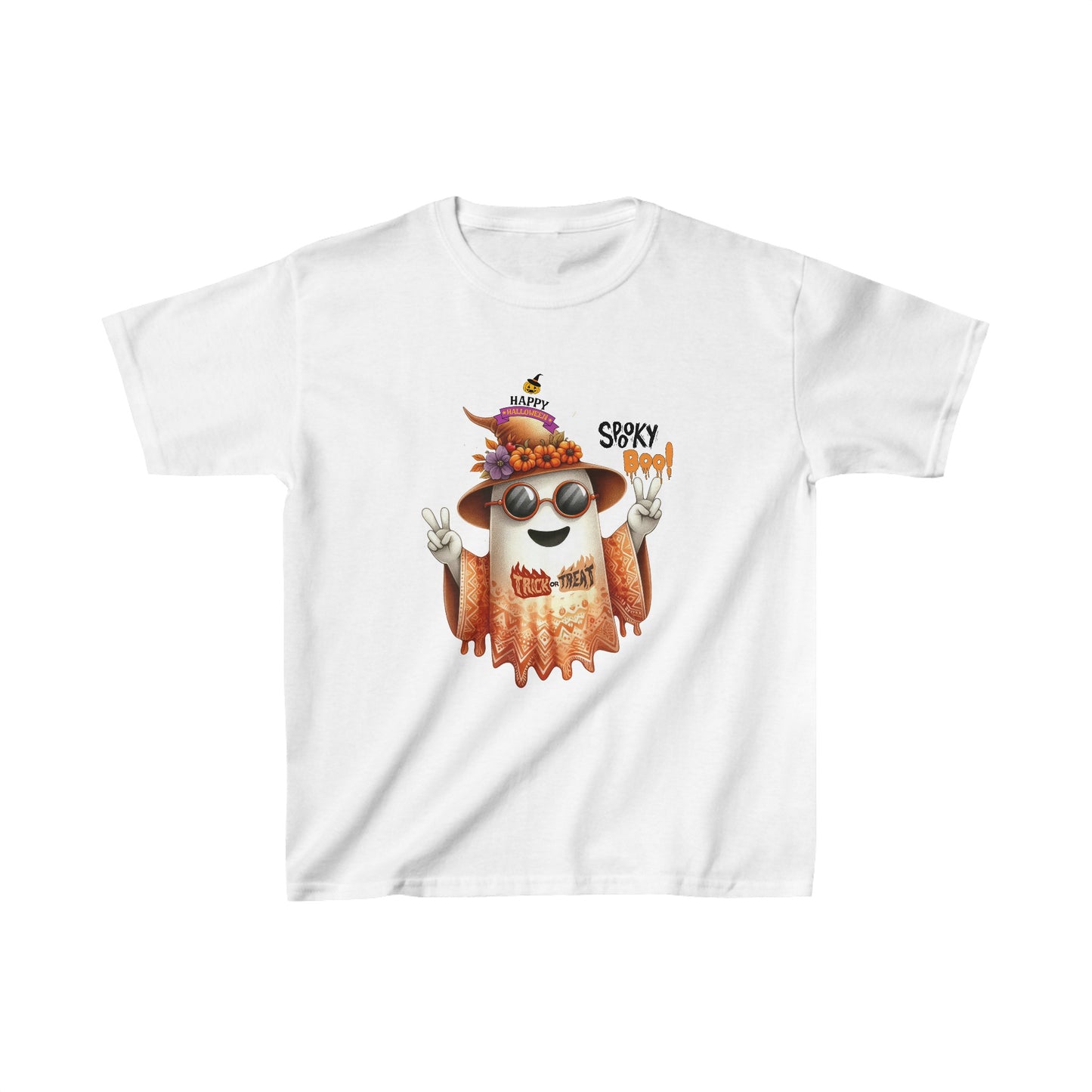 Happy Halloween Kids Shirt, Spooky boo Halloween Kids Heavy Cotton™ Tee, Spooky Season Kids Shirt, Spooky Vibes Shirt, Trick Or Treat Cotton T-Shirt.