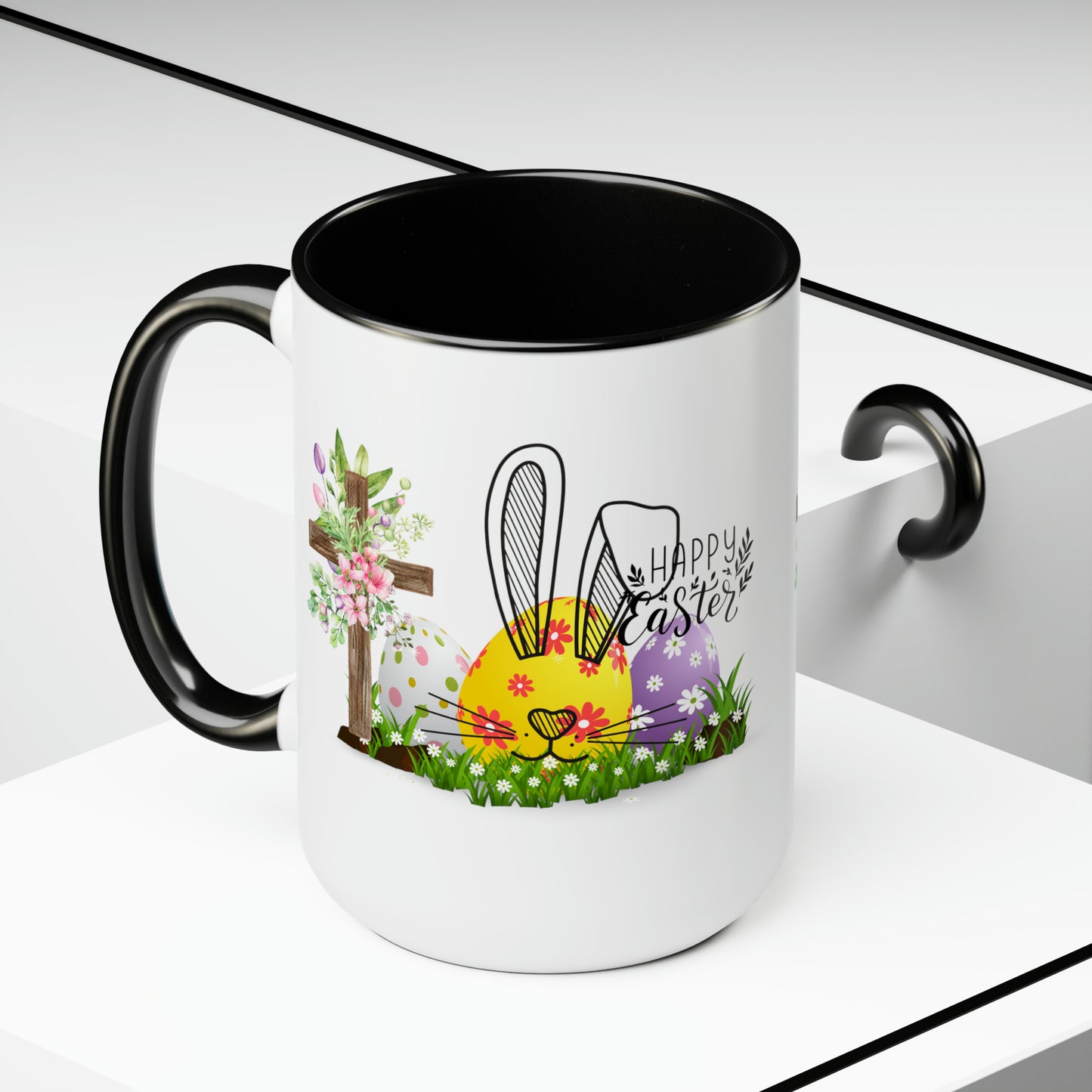 Happy EasterTwo-Tone Coffee Mugs, 15oz