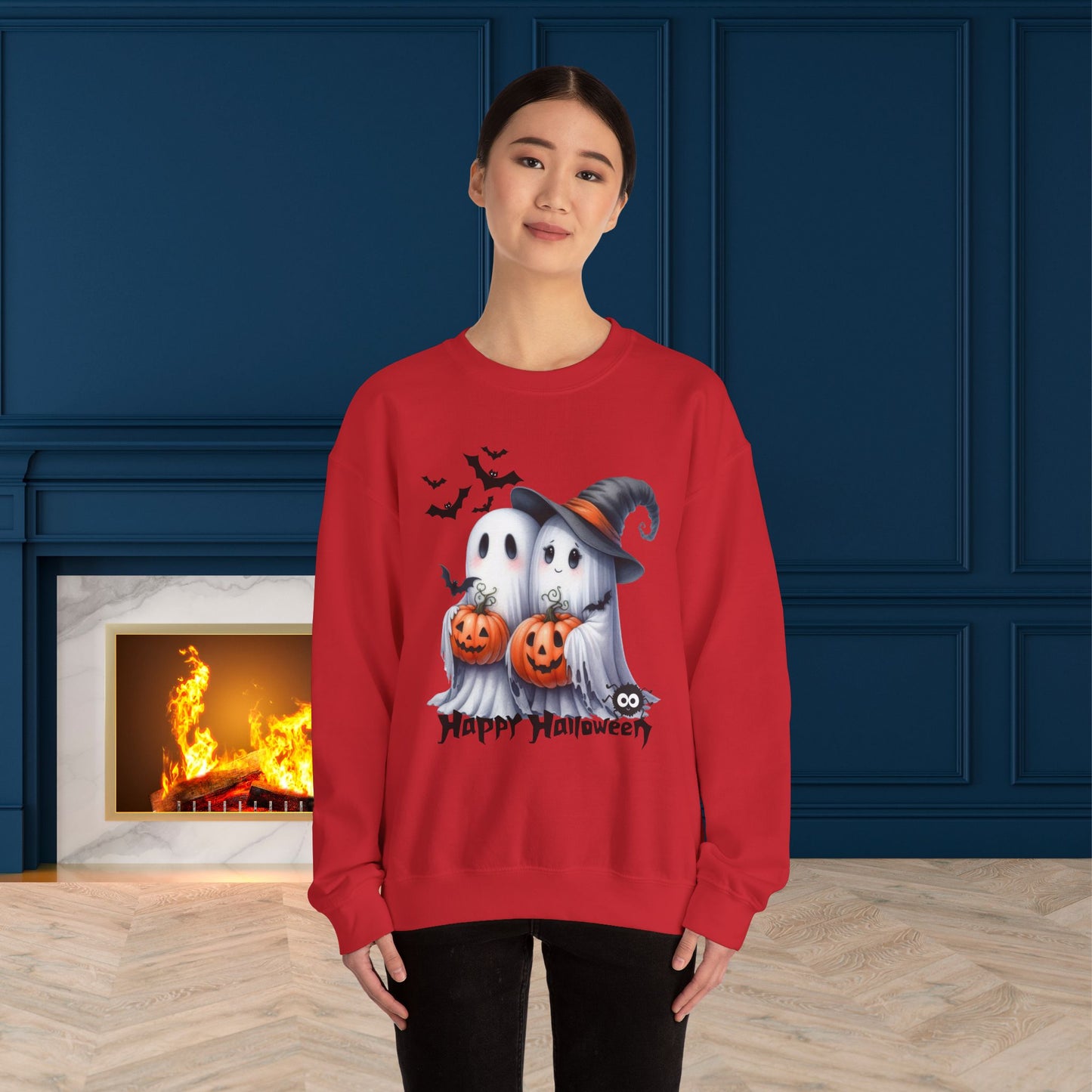 Happy Halloween Sweatshirt, Happy Halloween Sweatshirt - Unisex Heavy Blend Crewneck, Halloween Sweatshirt, Cute Spooky Ghost sweatshirt.