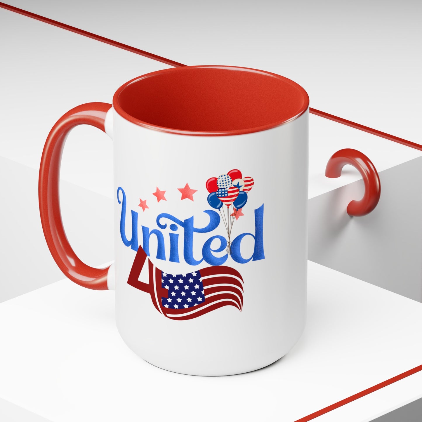 Happy 4th Of July Two -Tone Coffee Mug.15oz. United Coffee Mug.