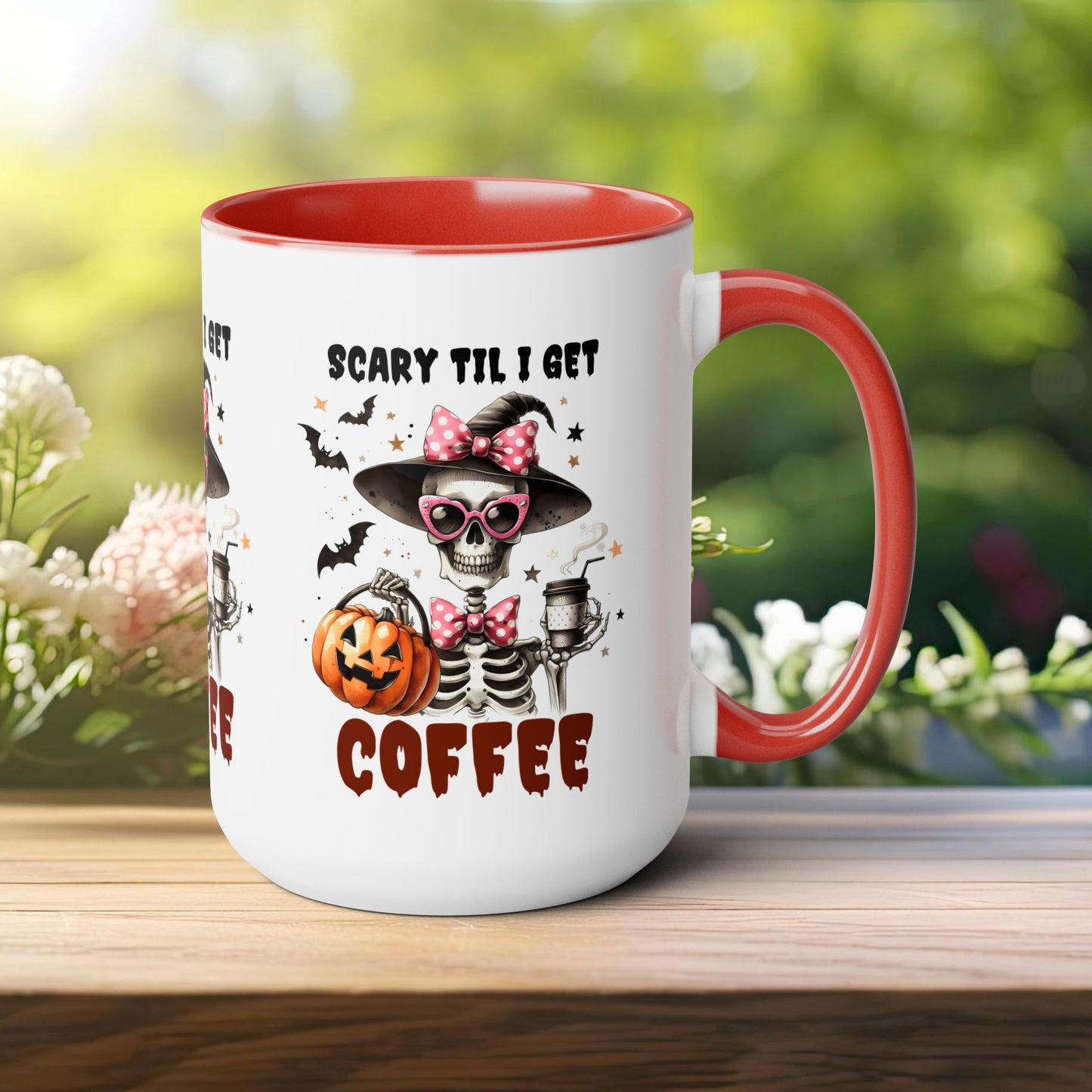 Scary Til I Get Coffee Halloween Coffee Mug, Let's Go Halloween Coffee Mug, Trick or Treat Halloween Coffee Mug, Cute Skeleton Coffee Mug, Spooky Season Halloween Coffee Mug.