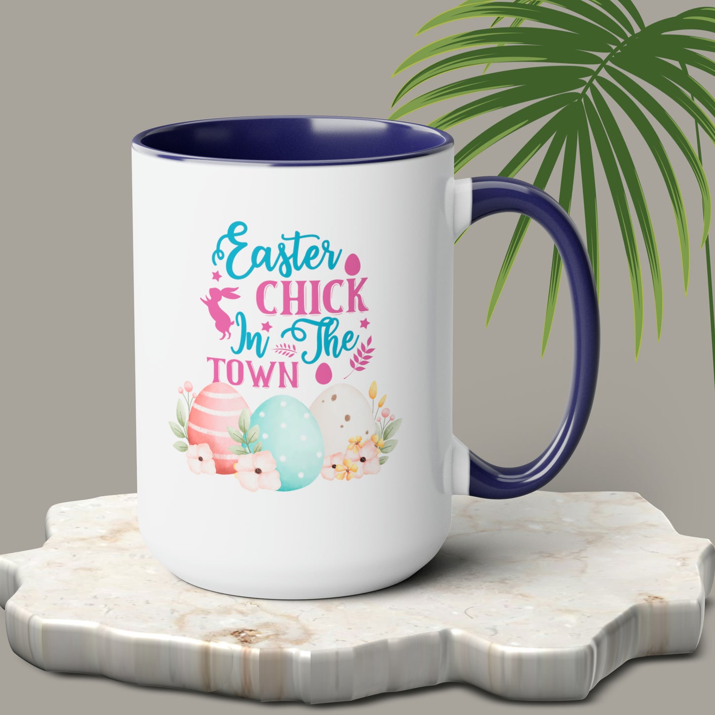 Happy Easter Two-Tone Coffee Mugs, 15oz