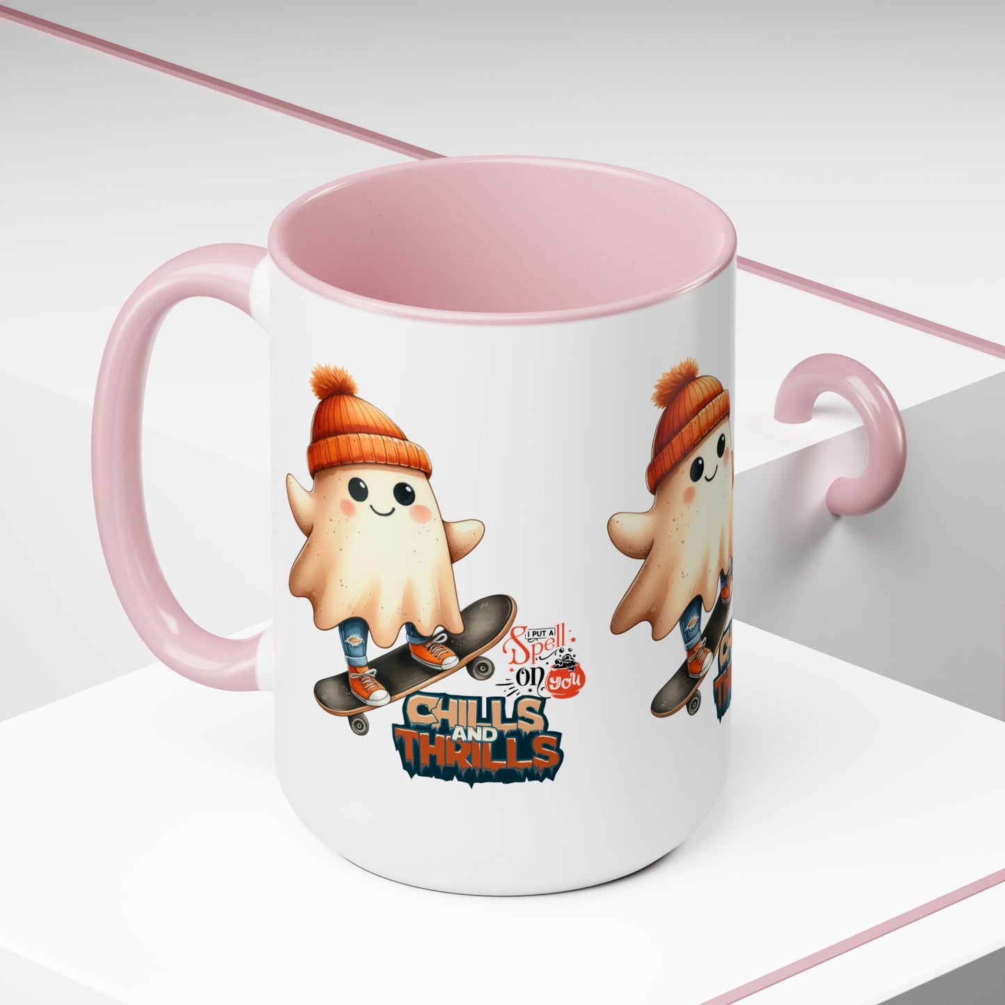 Chills & Thrills Halloween Coffee Mug, Let's Go Halloween Coffee Mug, Trick or Treat Halloween Coffee Mug, Cute Skeleton Coffee Mug, Spooky Season Halloween Coffee Mug.