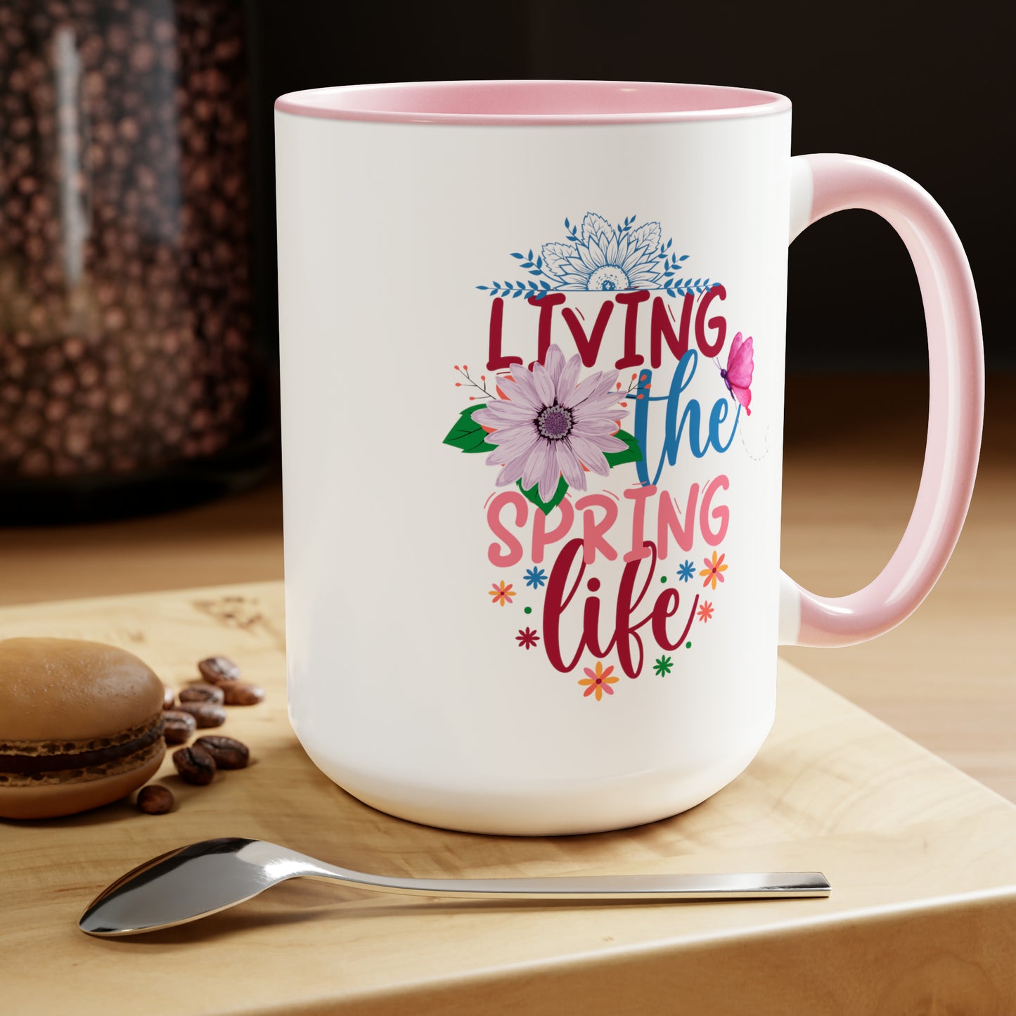 Living The Spring time Two-Tone Coffee Mugs, 15oz