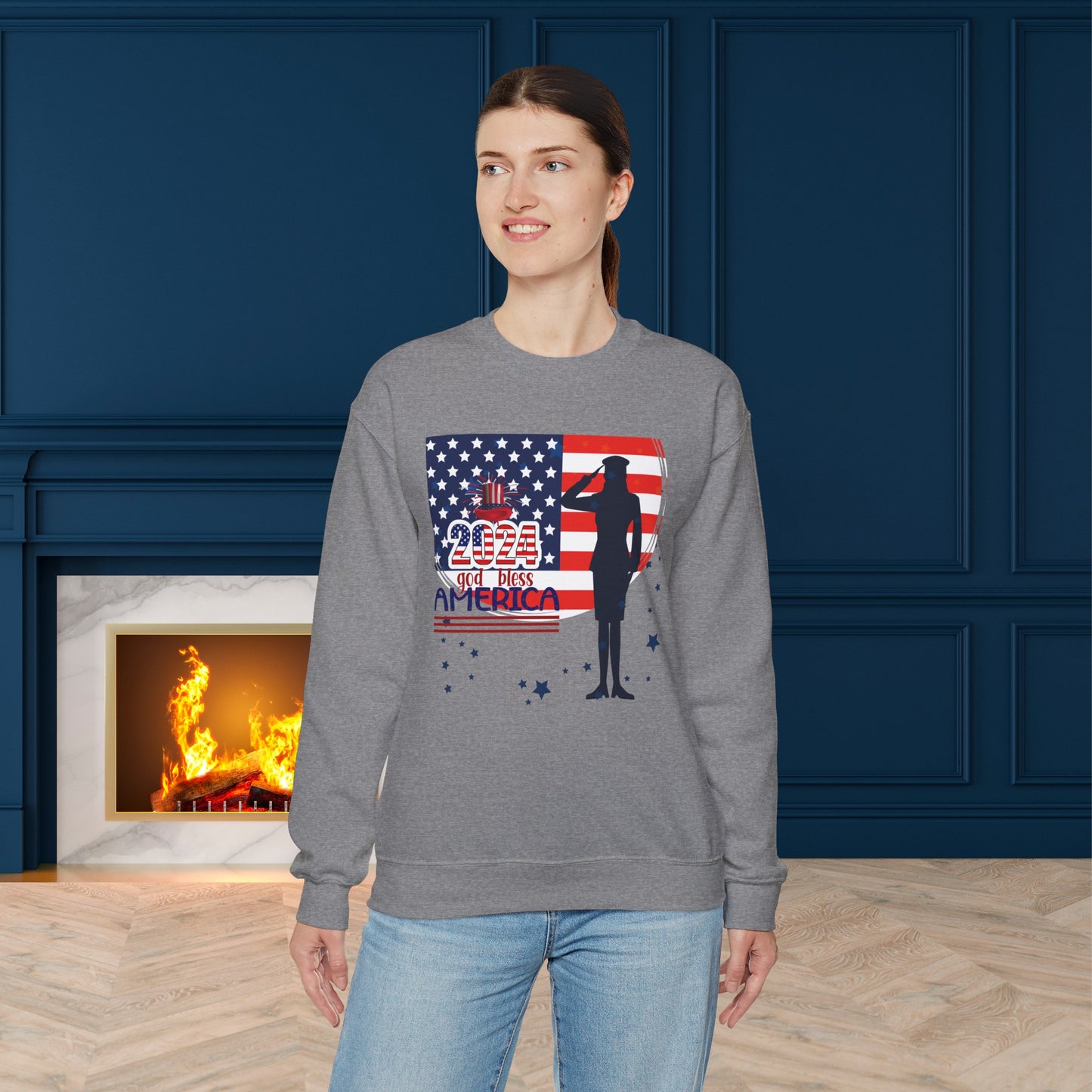 Happy 4th Of July Sweatshirt, God Bless America Sweatshirt, Fourth of July unisex heavy blend crewneck sweatshirt.