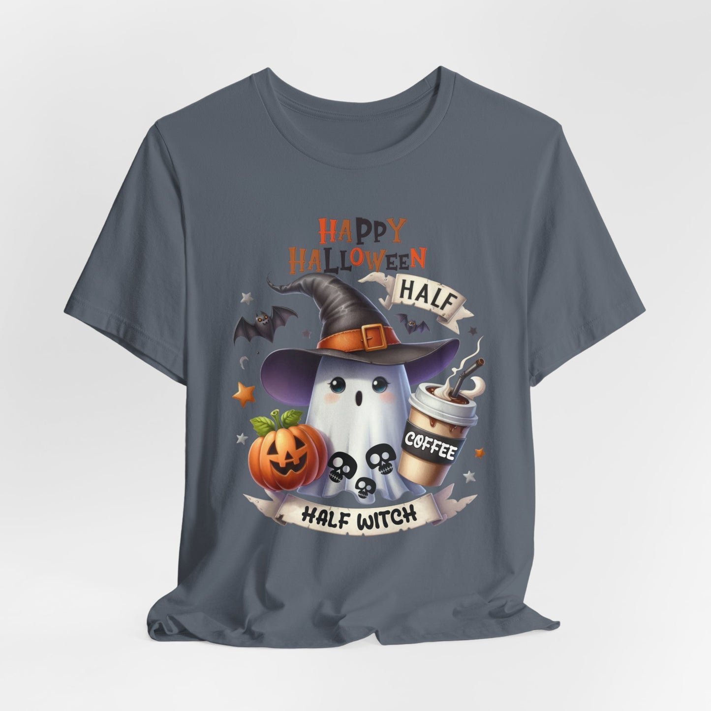 Half Coffee Half Witch T-shirt, Happy Halloween T-shirt, Trick Or Treat T-shirt, Halloween T-shirt, Cool Halloween T-shirt, Spooky T-shirt,