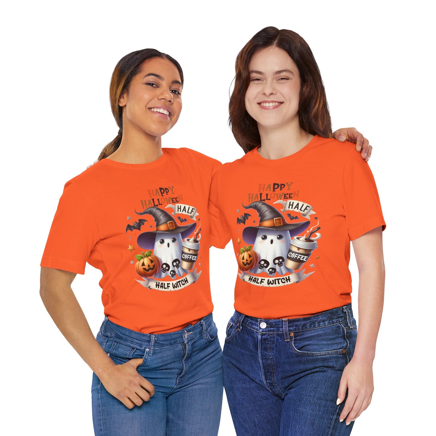 Half Coffee Half Witch T-shirt, Happy Halloween T-shirt, Trick Or Treat T-shirt, Halloween T-shirt, Cool Halloween T-shirt, Spooky T-shirt,
