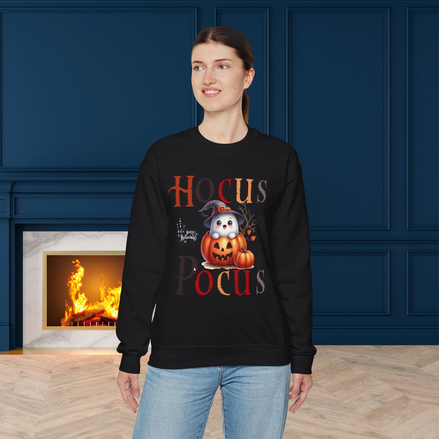 Hocus Pocus Happy Halloween Sweatshirt, Happy Halloween Sweatshirt - Unisex Heavy Blend Crewneck, Halloween Sweatshirt, Cute Spooky Ghost sweatshirt.