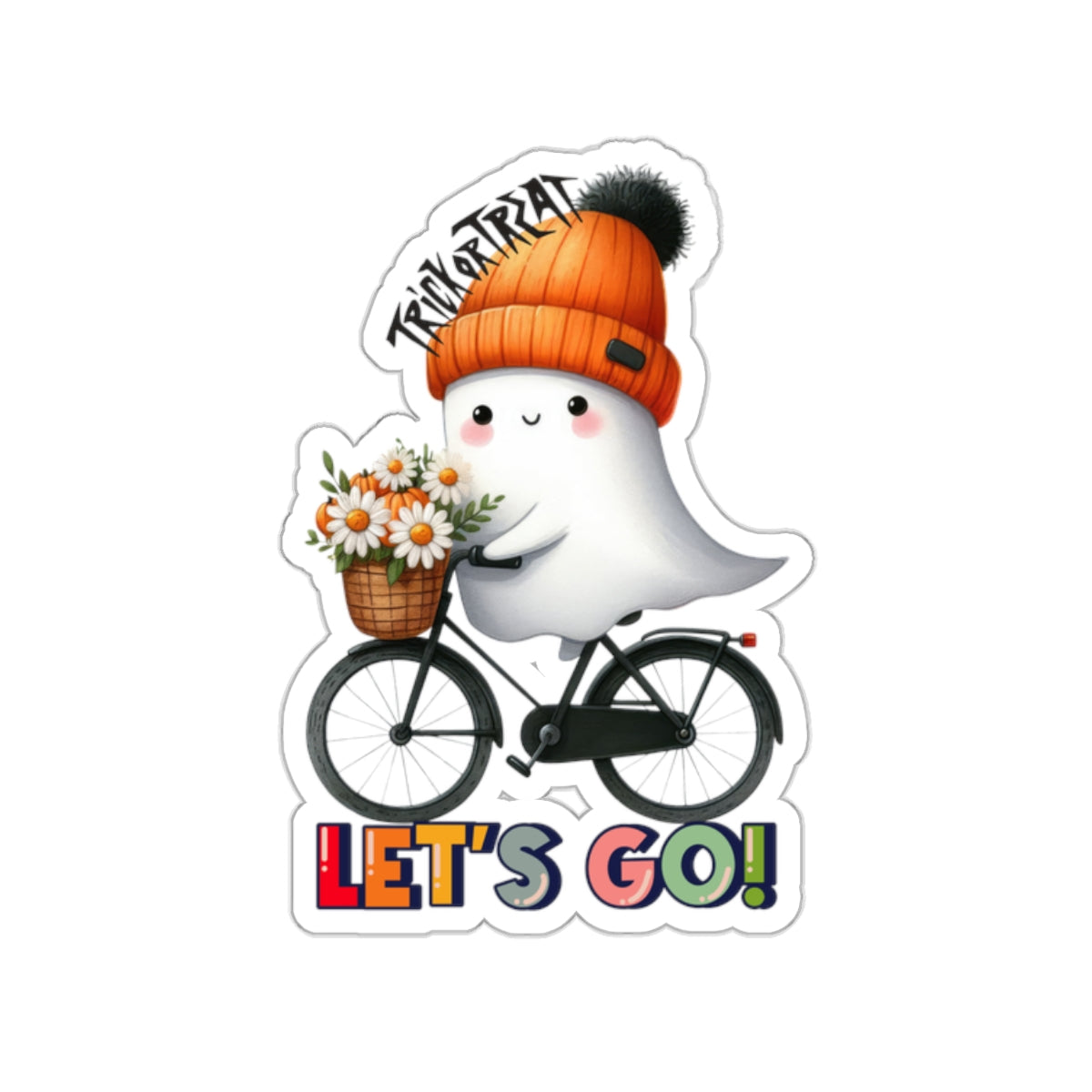 Let's Go Cute Ghost Halloween Kiss-Cut Stickers, Happy Halloween Kiss-Cut Stickers, Spooky Season Kiss-Cut Stickers, Trick Or Treat Halloween Kiss-Cut Stickers.