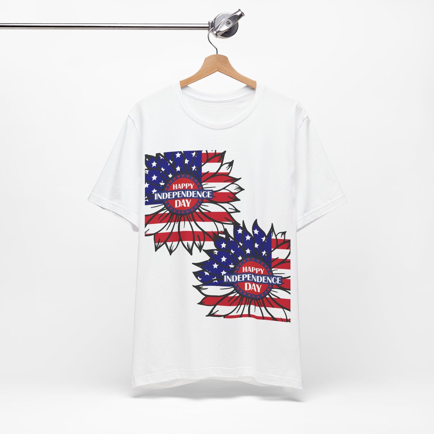 4th of July T-Shirt, Happy Independence Day Sunflower T-Shirt, Fourth of July unisex jersey short sleeve.