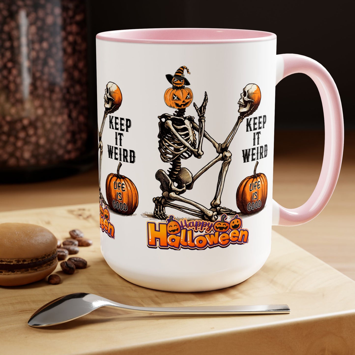 Keep It Weird Halloween Coffee Mug, Beware Halloween Coffee Mug, Trick or Treat Halloween Coffee Mug, Cute Skeleton Coffee Mug, Spooky Season Halloween Coffee Mug.
