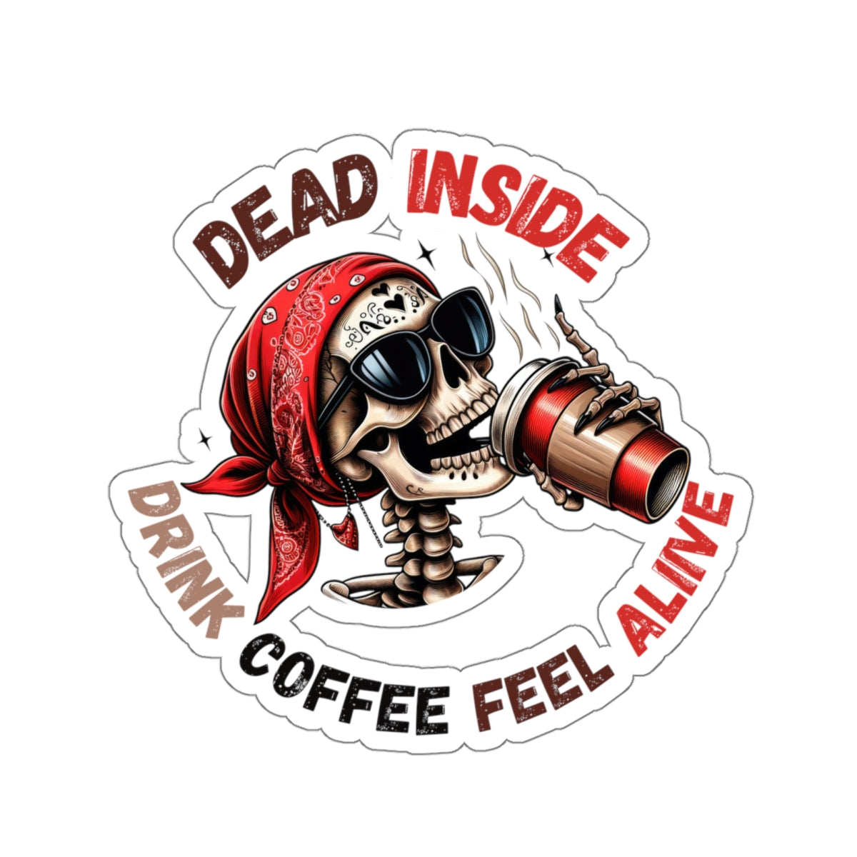 Drink Coffee Feel alive Kiss-Cut Stickers, Happy Halloween Kiss-Cut Stickers, Spooky Season Kiss-Cut Stickers, Cute Cat Halloween Kiss-Cut Stickers.