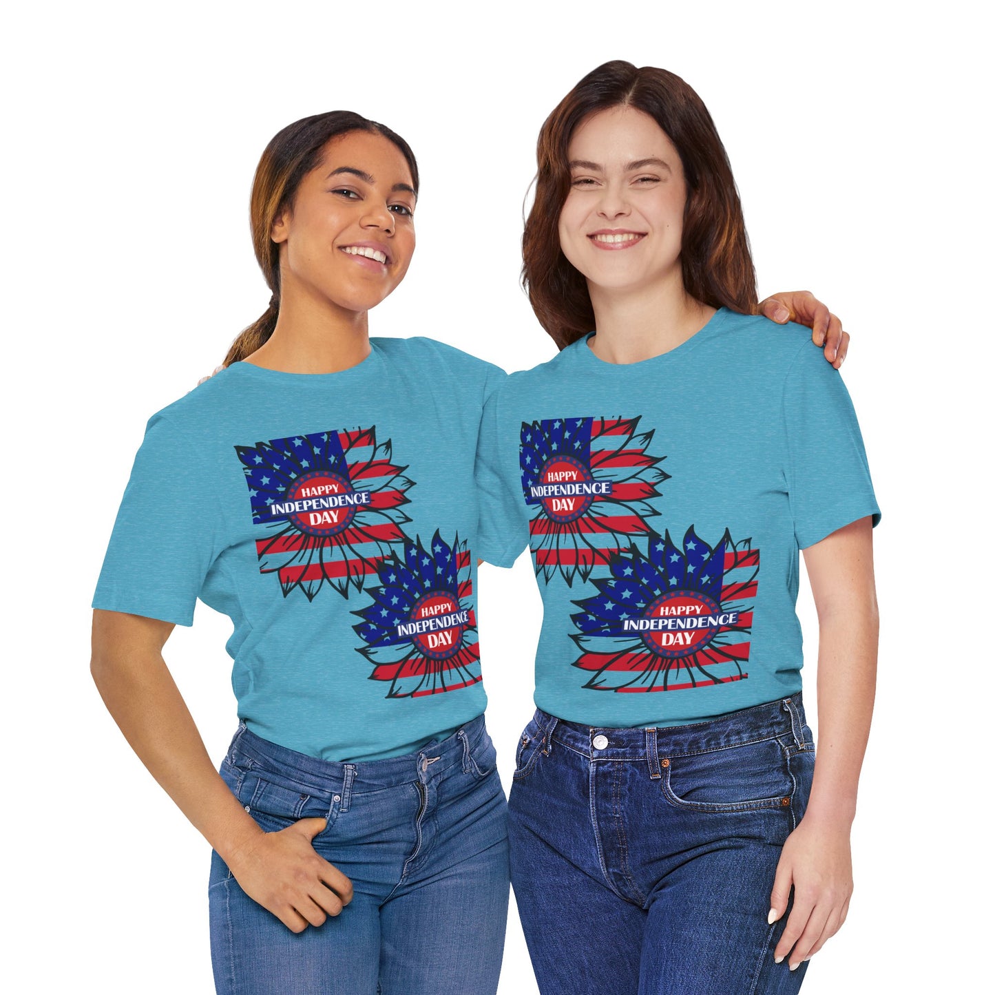 4th of July T-Shirt, Happy Independence Day Sunflower T-Shirt, Fourth of July unisex jersey short sleeve.