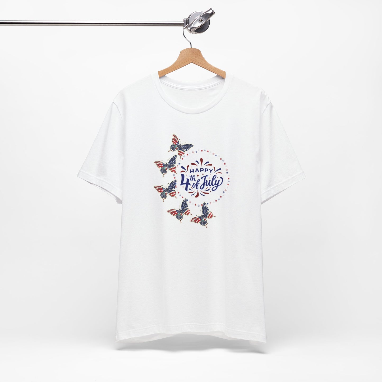 4th of July T-Shirt, Happy 4th Of July Butterfly T-Shirt, Fourth of July unisex jersey short sleeve.