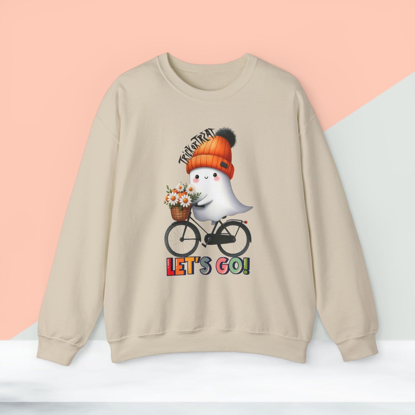 Let's Go Happy Halloween Sweatshirt, Happy Halloween Sweatshirt - Unisex Heavy Blend Crewneck, Halloween Sweatshirt, Cute Spooky Ghost sweatshirt.