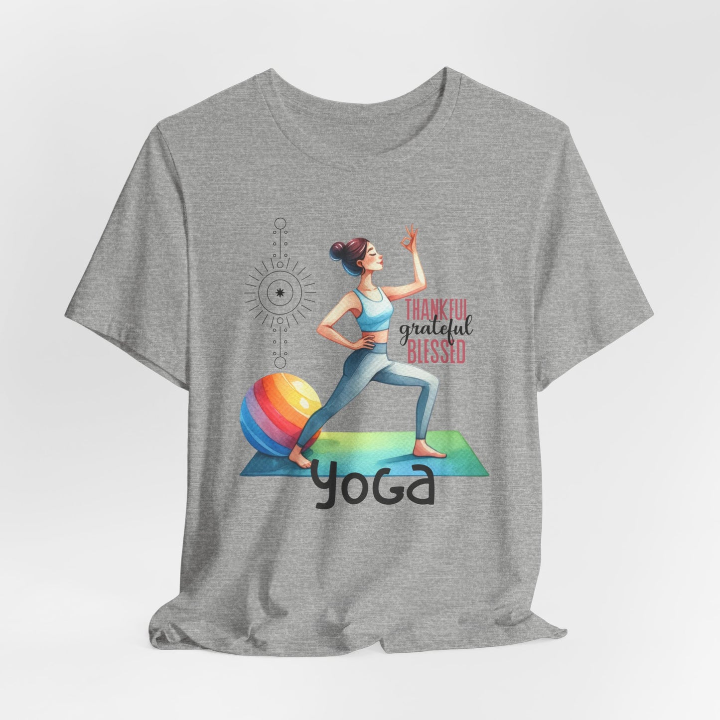 Thankful Grateful Blessed Yoga Design T-Shirt, Cute Yoga workout Shirt, Yoga lovers T-shirt, Yoga Instructor Gift, Gym shirt, Gift For Yoga lover, Gift For Yogi.