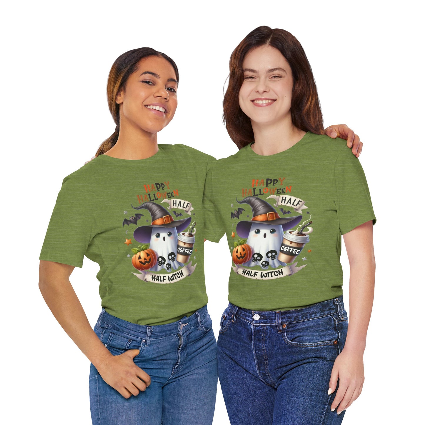 Half Coffee Half Witch T-shirt, Happy Halloween T-shirt, Trick Or Treat T-shirt, Halloween T-shirt, Cool Halloween T-shirt, Spooky T-shirt,