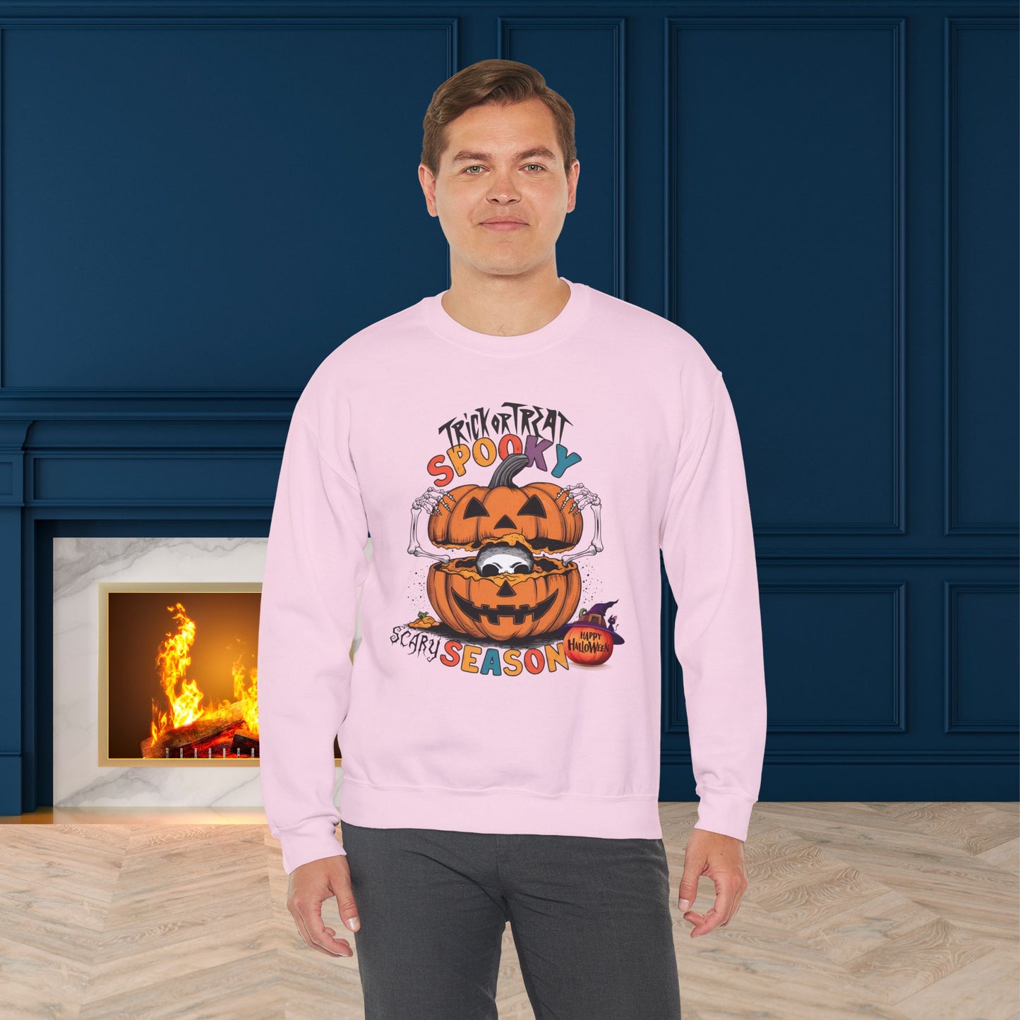 Spooky Scary Season Sweatshirt, Happy Halloween Sweatshirt - Unisex Heavy Blend Crewneck, Halloween Sweatshirt, Cute Spooky Ghost sweatshirt.