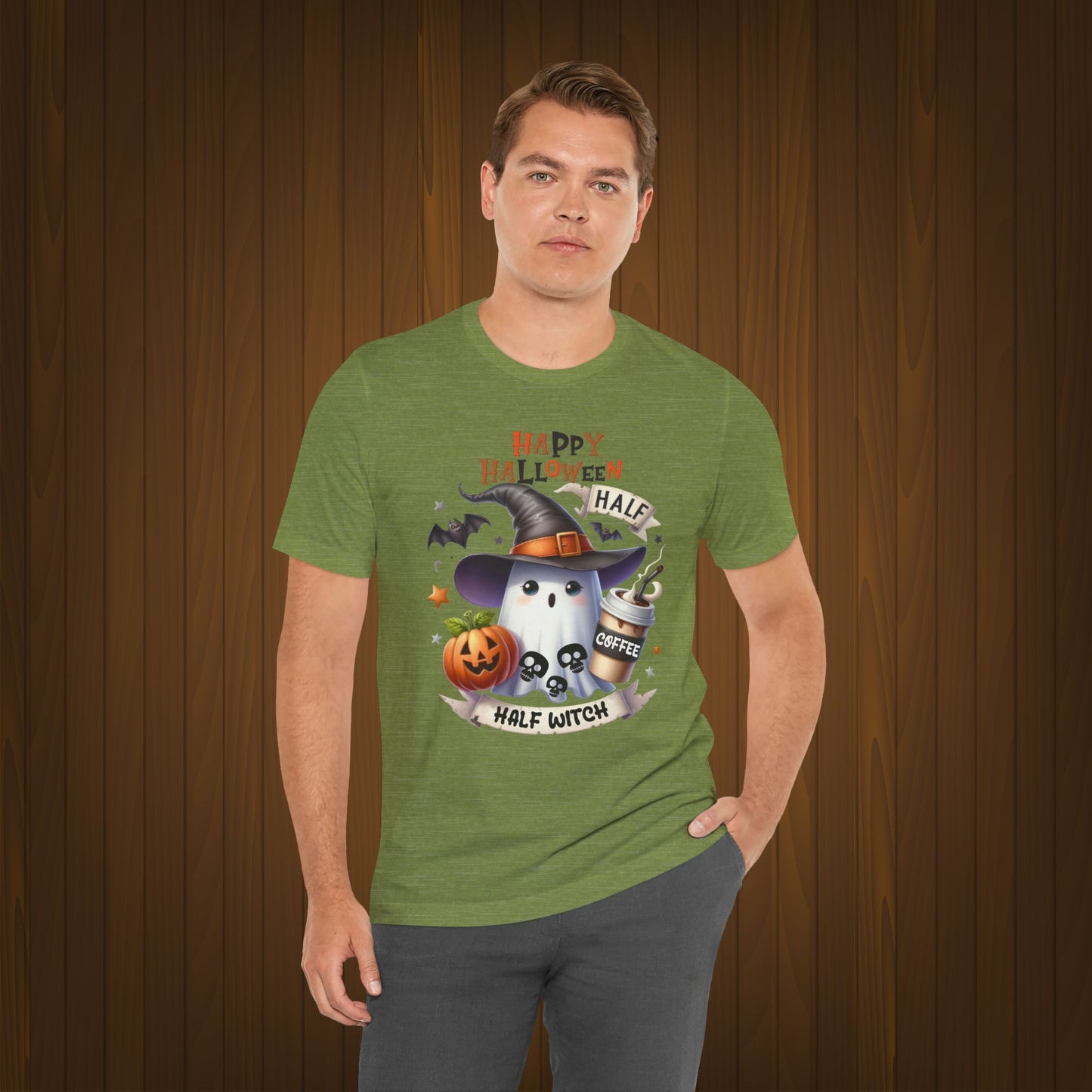 Half Coffee Half Witch T-shirt, Happy Halloween T-shirt, Trick Or Treat T-shirt, Halloween T-shirt, Cool Halloween T-shirt, Spooky T-shirt,