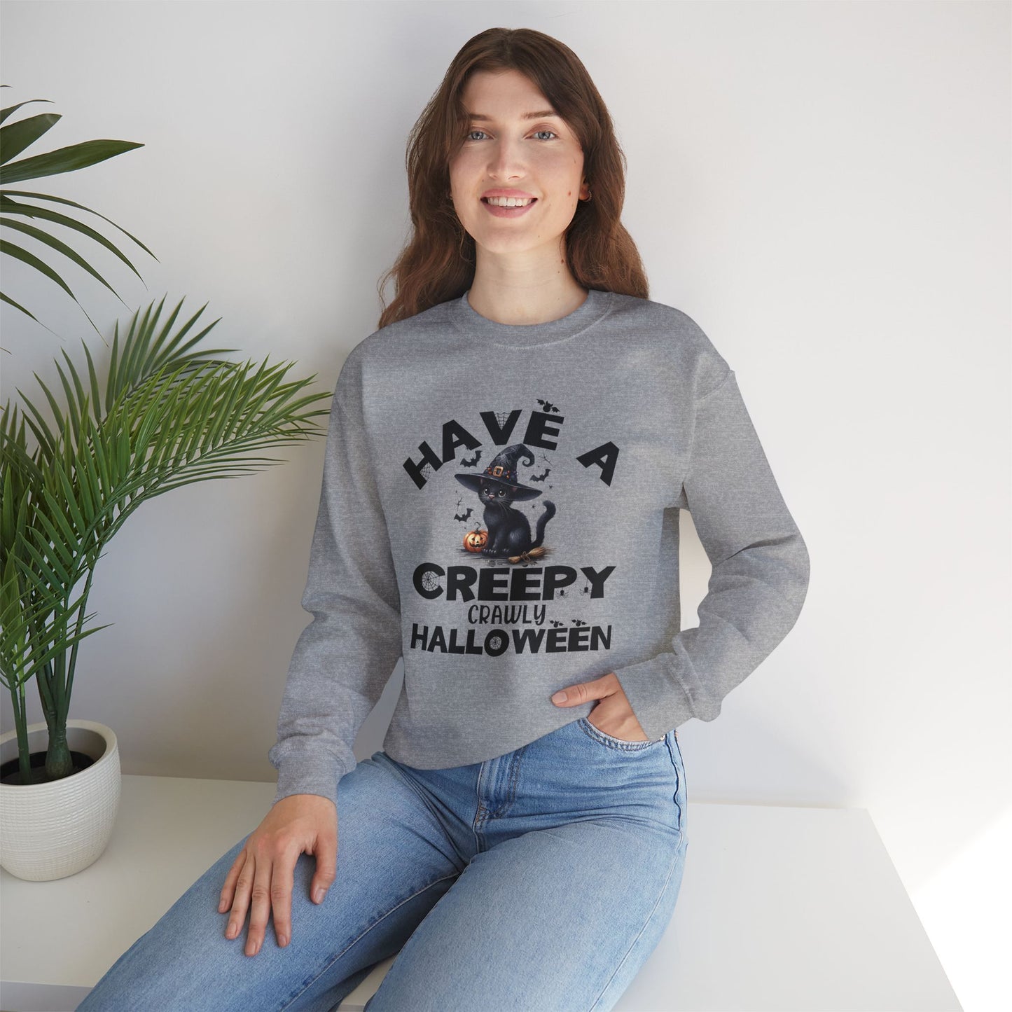 Have A Creepy Crawly Halloween Sweatshirt, Happy Halloween Sweatshirt - Unisex Heavy Blend Crewneck, Halloween Sweatshirt, Cute Spooky Ghost sweatshirt.