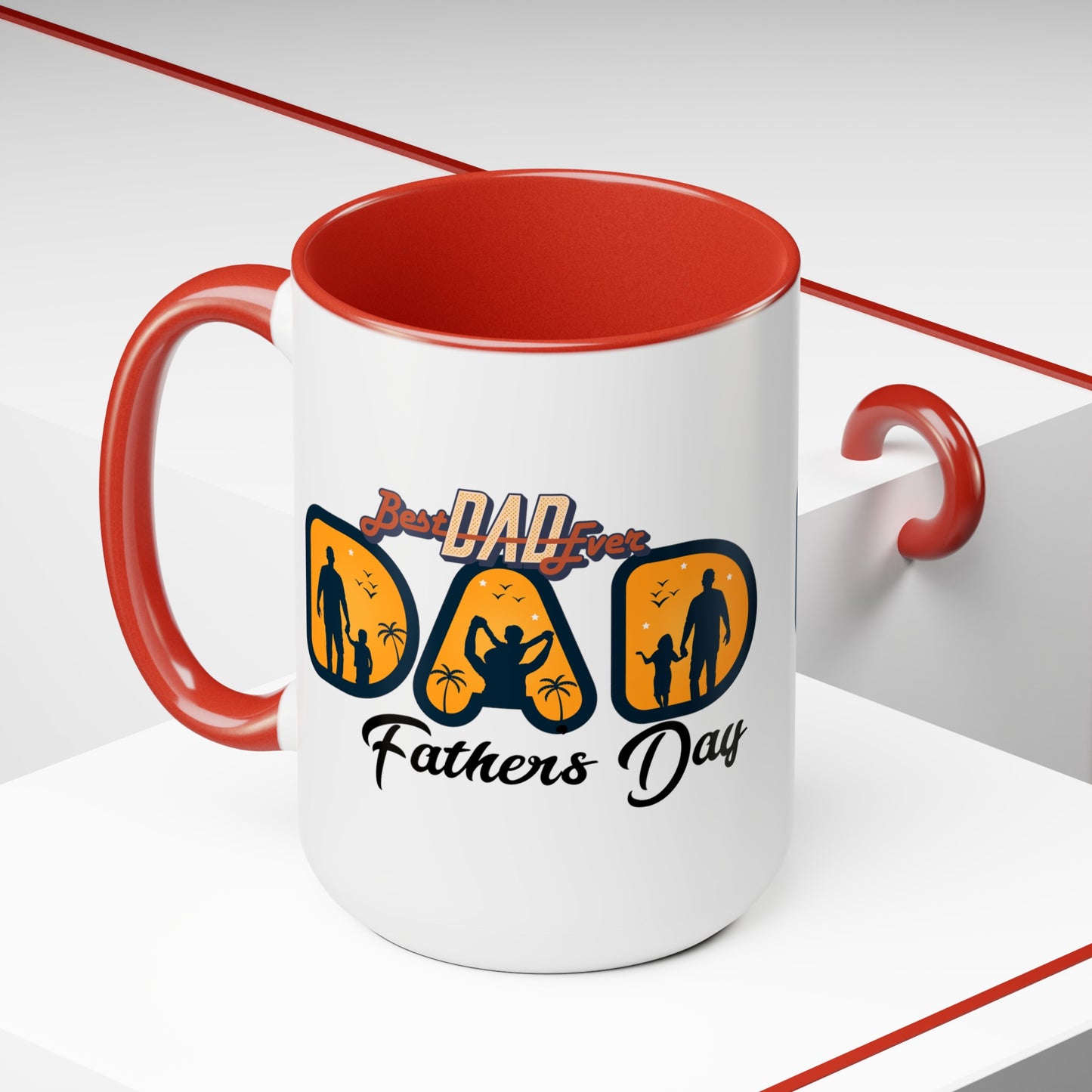 Happy father's dayTow-Tone Coffee Mug.15oz, Gift for Dad, Daddy's Coffee Mug