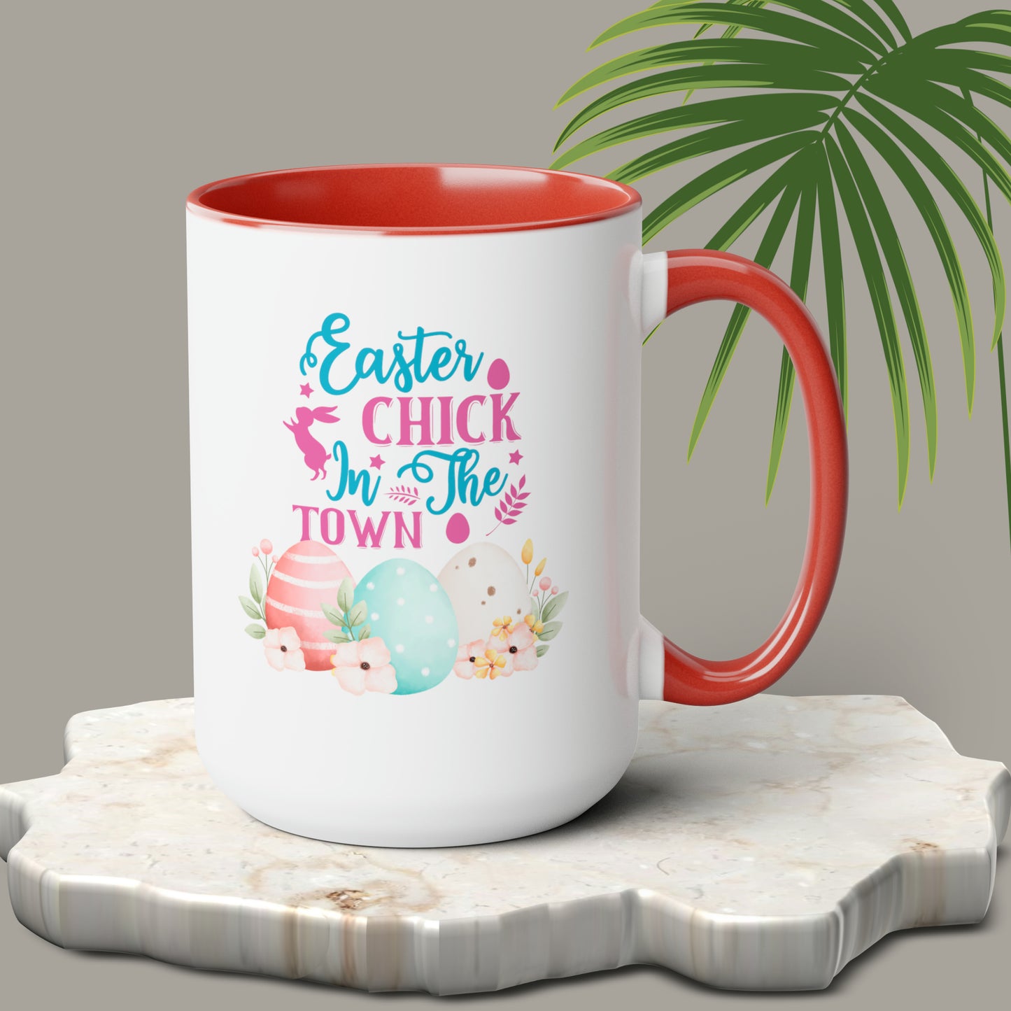 Happy Easter Two-Tone Coffee Mugs, 15oz