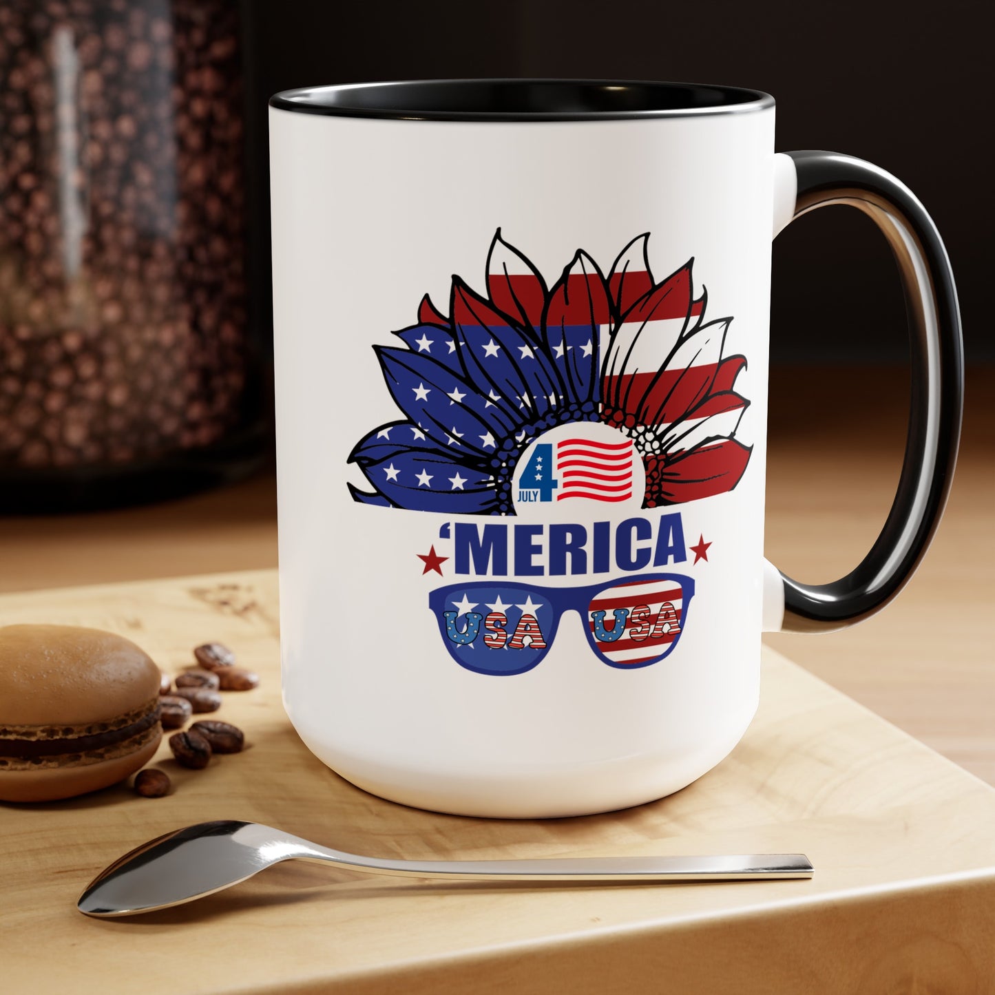 Happy 4th Of July Two -Tone Coffee Mug.15oz.