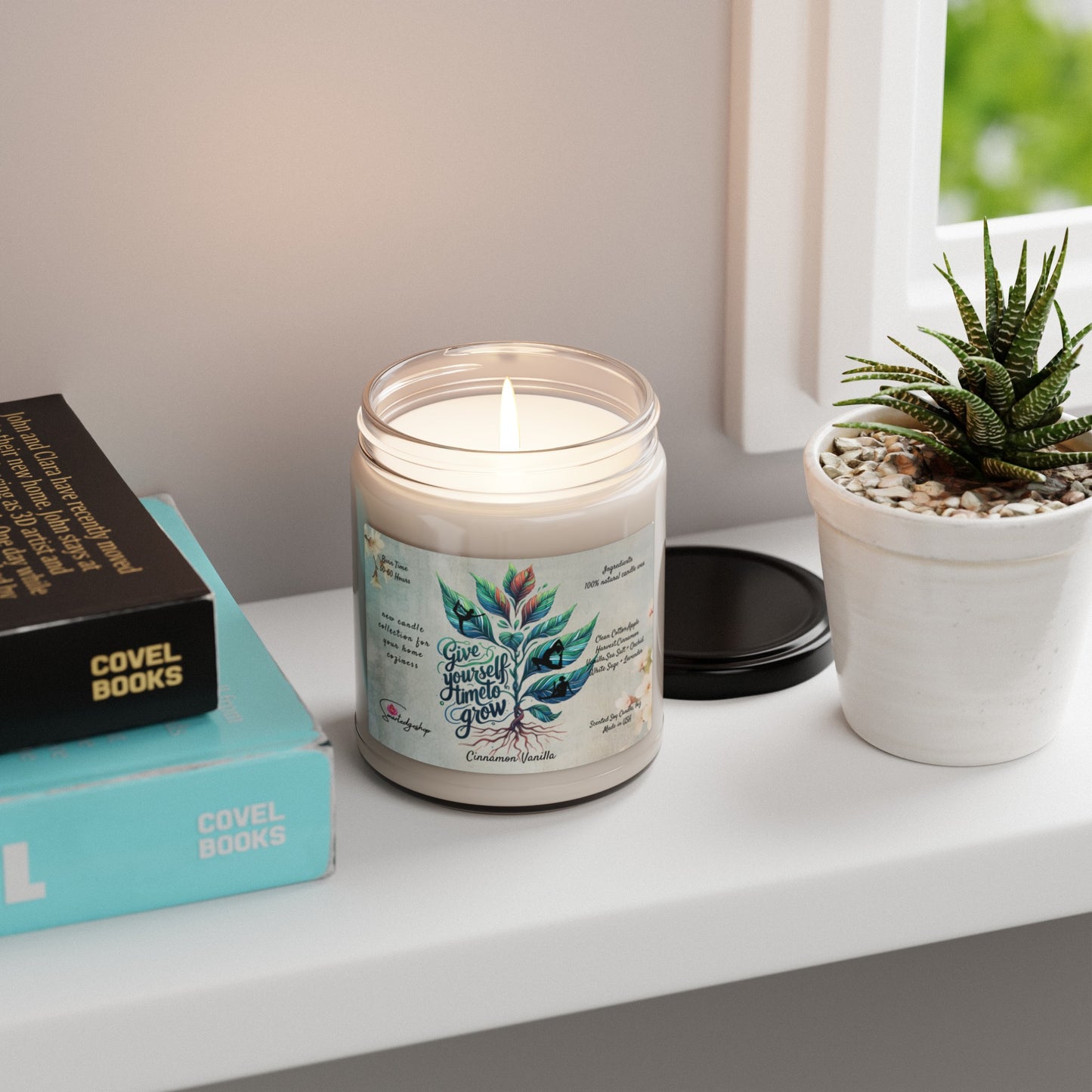 Give Yourself Time To Grow Yoga Scented Soy Candle, 9oz,Yoga , CuteCandle, Mindful Gift, Yoga lovers candle, Yoga Instructor Gift, Gift For Yoga lovers, Gift For Yogi.