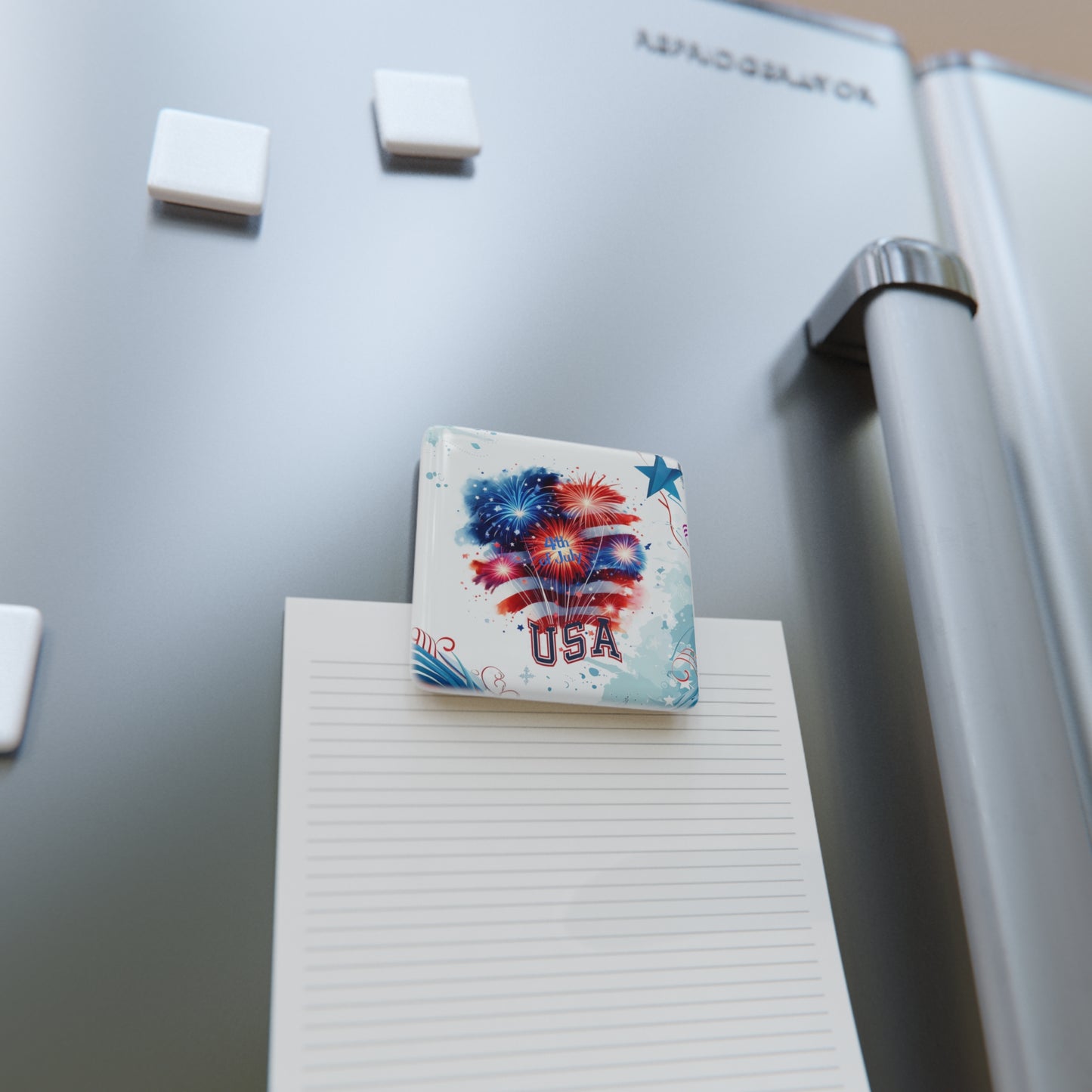 Happy 4th of July Porcelain Magnet, Square, Sunflower Magnet, America, Flag, Peace Love America. Proud To Be An American, Red White Blue Magnet, God Bless America Magnet.