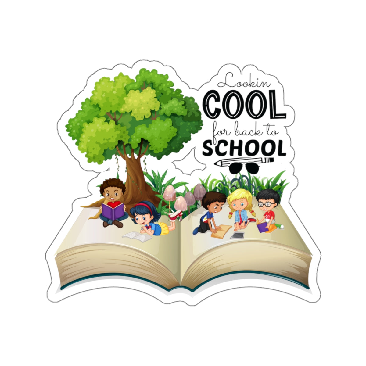 Looking Cool For Back To School Kiss-Cut Stickers, First Grade Squad Kiss-Cut Stickers, Gift for First graders, Ready for School, Back to Learning.