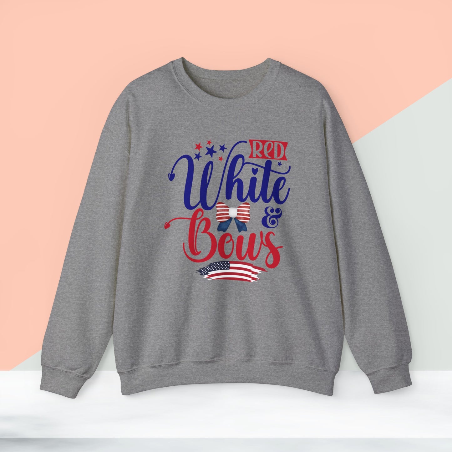 Happy 4th Of July Sweatshirt, Red White & Bows Sweatshirt, Fourth of July unisex heavy blend crewneck sweatshirt.