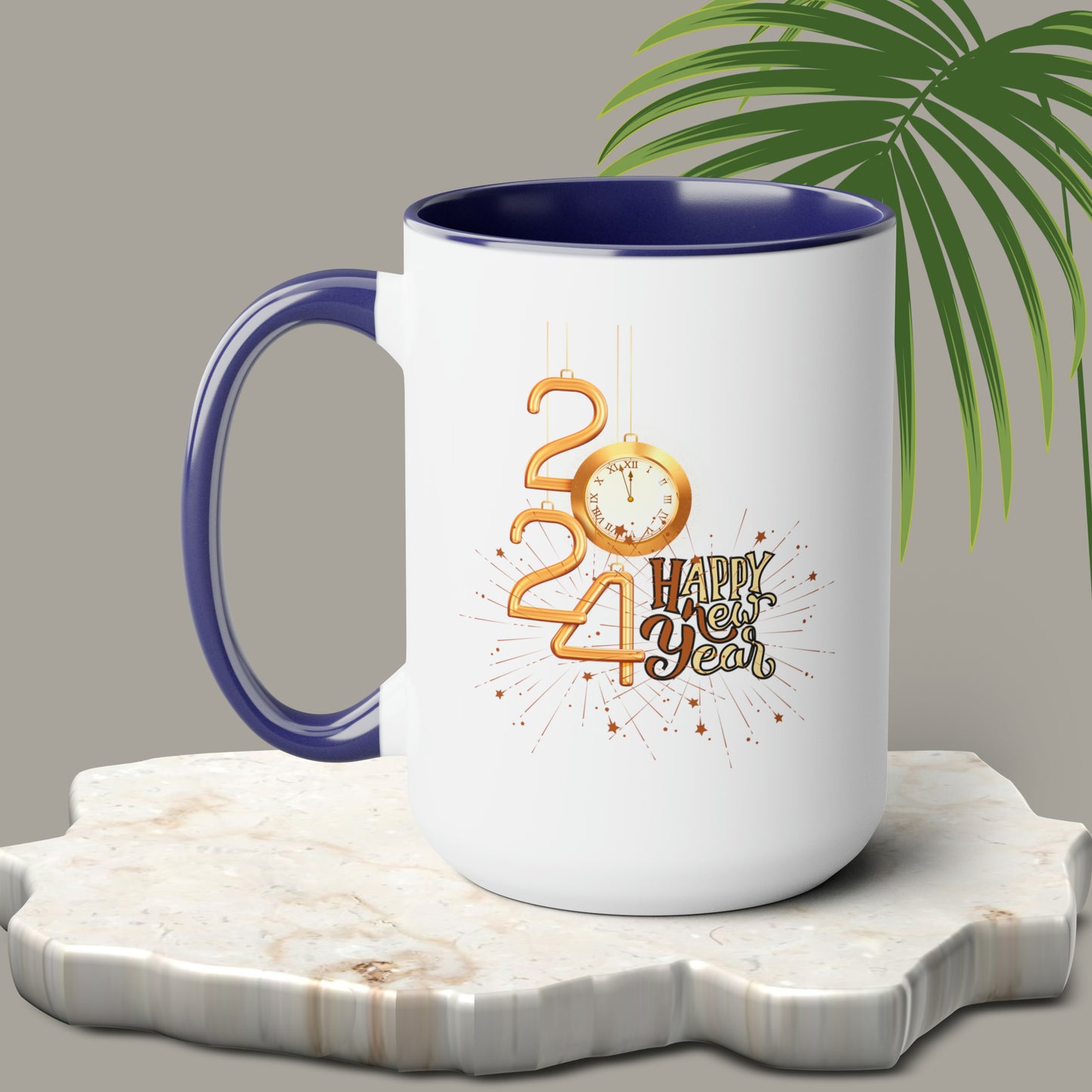 Happy New Year Two-Tone Coffee Mugs, 15oz