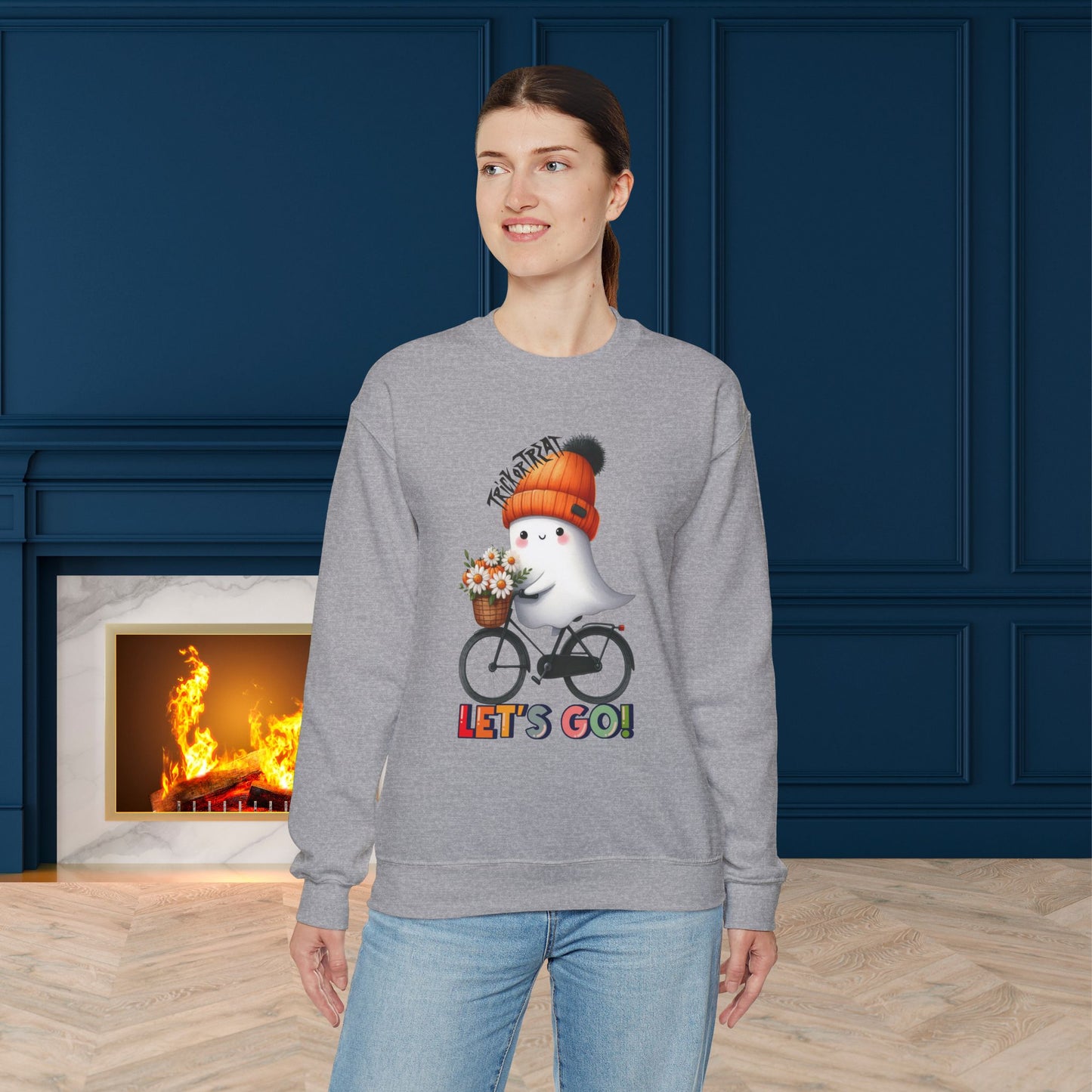 Let's Go Happy Halloween Sweatshirt, Happy Halloween Sweatshirt - Unisex Heavy Blend Crewneck, Halloween Sweatshirt, Cute Spooky Ghost sweatshirt.