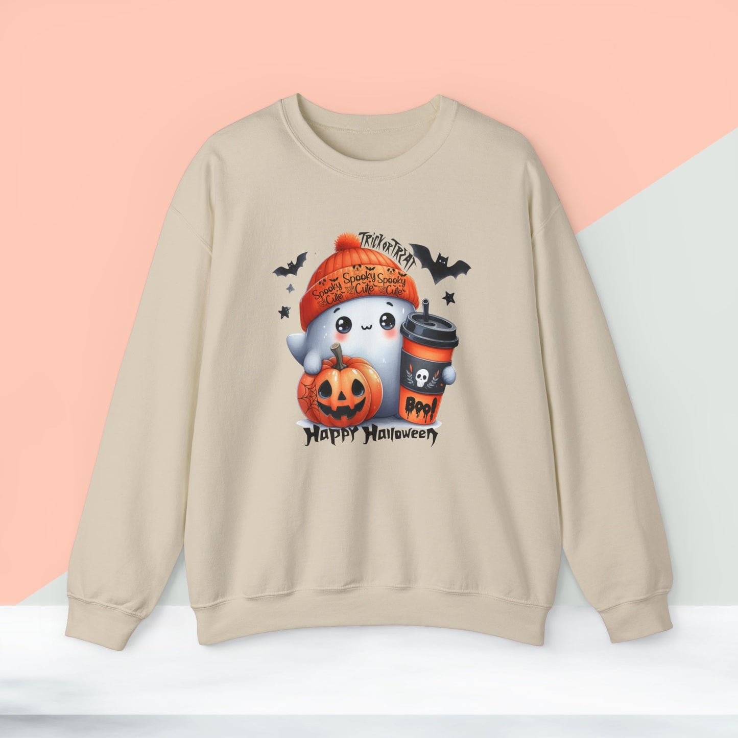 Spooky Cute Halloween Sweatshirt, Happy Halloween Sweatshirt - Unisex Heavy Blend Crewneck, Halloween Sweatshirt, Cute Spooky Ghost sweatshirt.