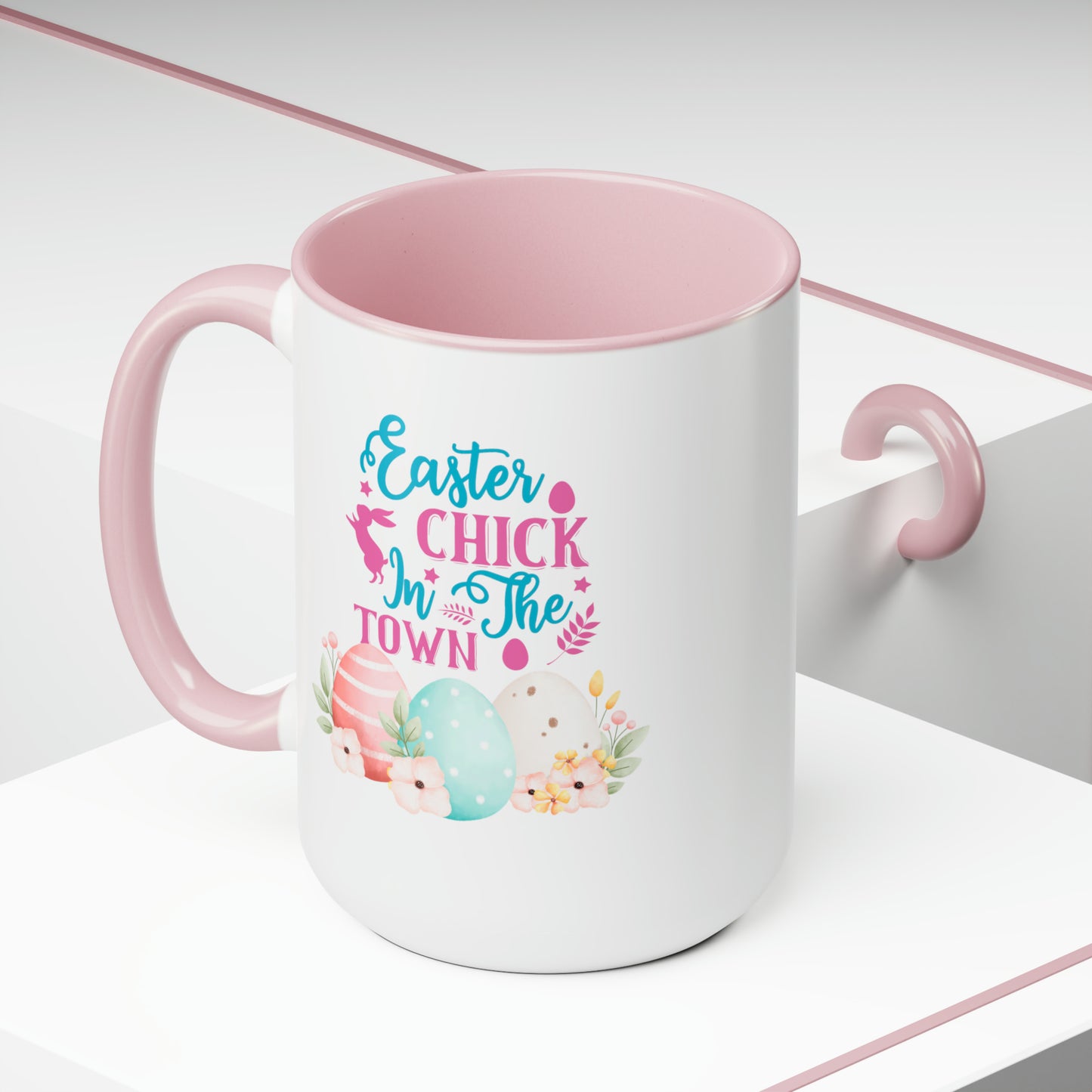 Happy Easter Two-Tone Coffee Mugs, 15oz