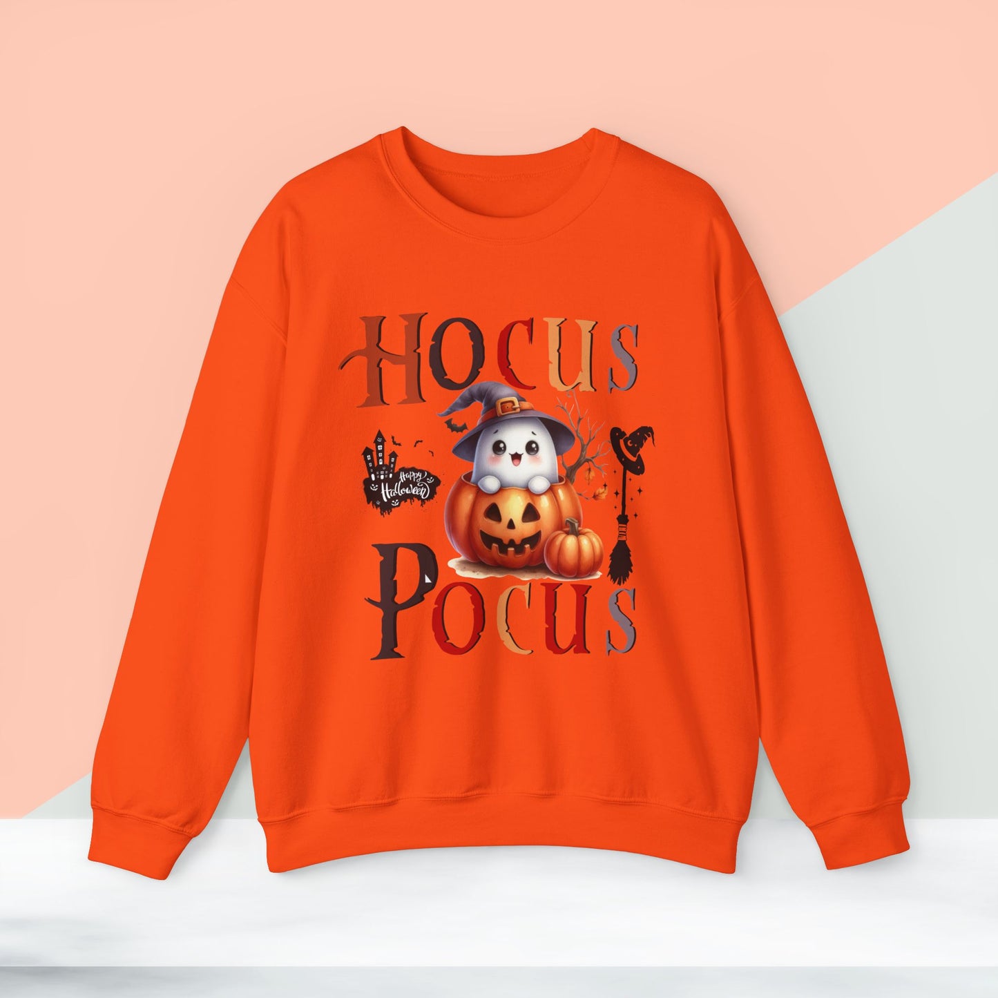 Hocus Pocus Happy Halloween Sweatshirt, Happy Halloween Sweatshirt - Unisex Heavy Blend Crewneck, Halloween Sweatshirt, Cute Spooky Ghost sweatshirt.