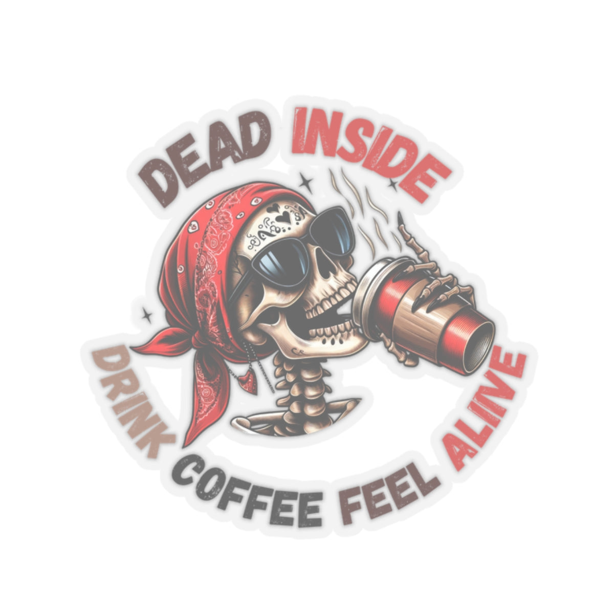 Drink Coffee Feel alive Kiss-Cut Stickers, Happy Halloween Kiss-Cut Stickers, Spooky Season Kiss-Cut Stickers, Cute Cat Halloween Kiss-Cut Stickers.