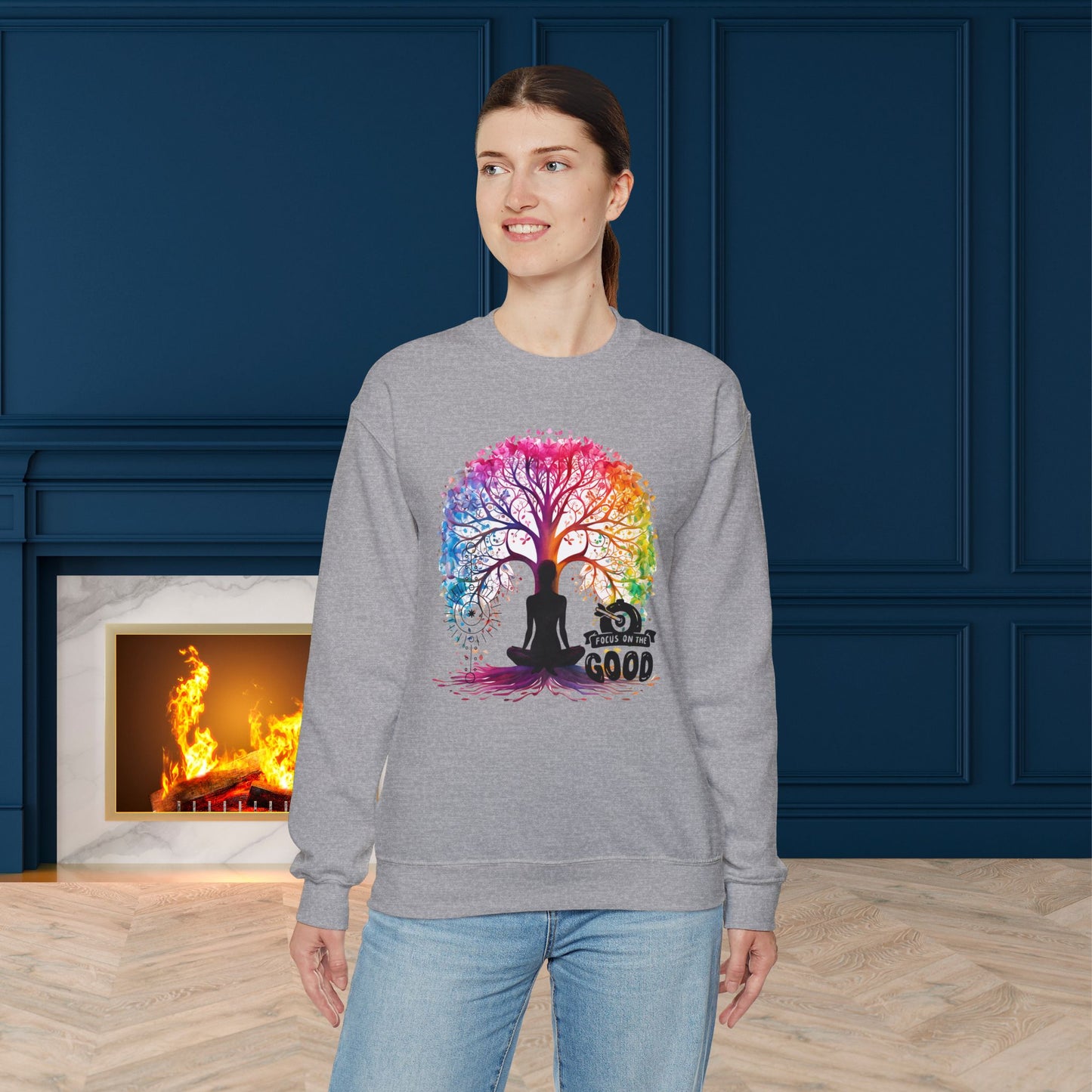 Focus On The Good Yoga unisex heavy blend crewneck sweatshirt,Yoga workout Sweatshirt,Yoga lovers Sweatshirt, Yoga Instructor Gift, Gym Sweatshirt, Gift For Yoga lovers, Gift For Yogi.