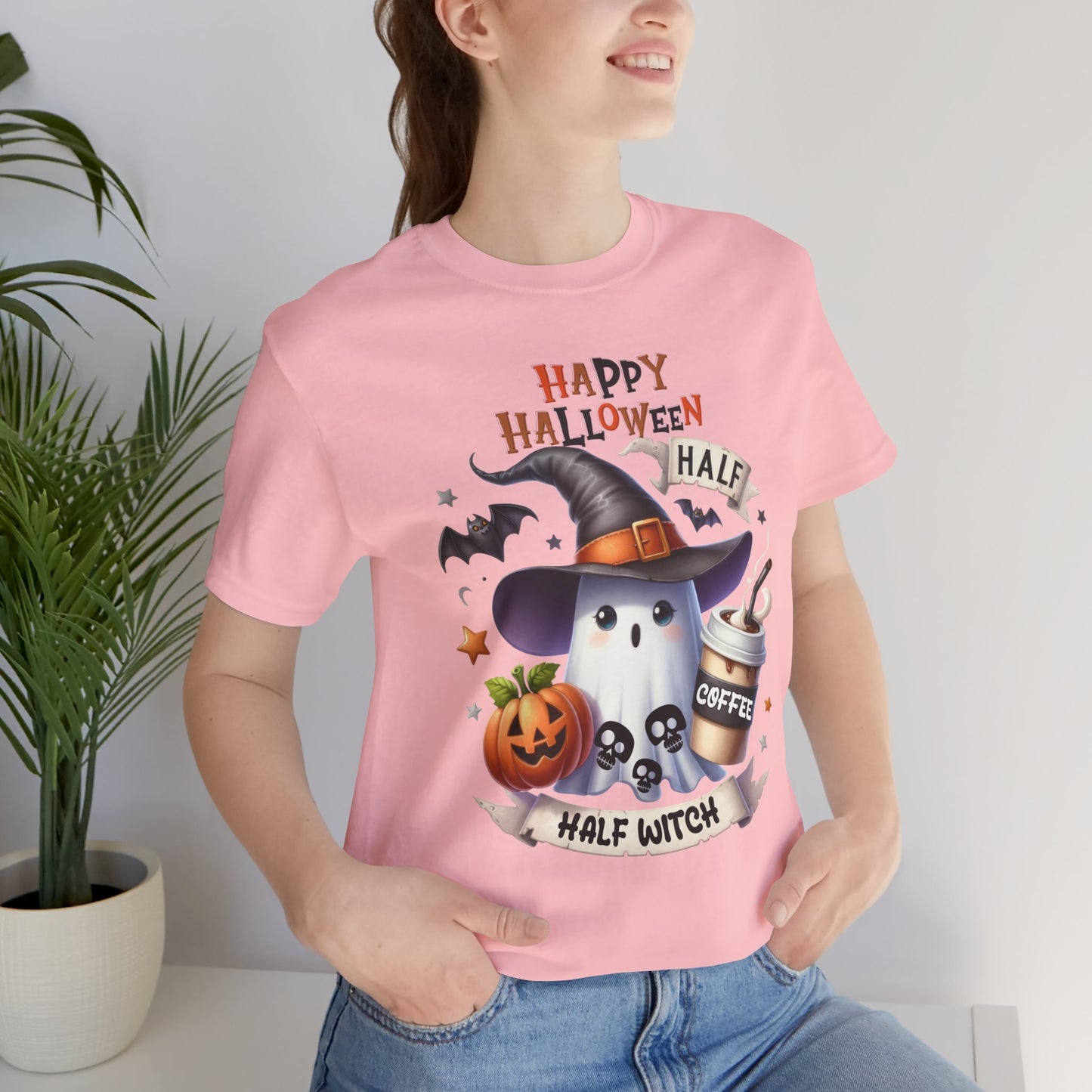 Half Coffee Half Witch T-shirt, Happy Halloween T-shirt, Trick Or Treat T-shirt, Halloween T-shirt, Cool Halloween T-shirt, Spooky T-shirt,